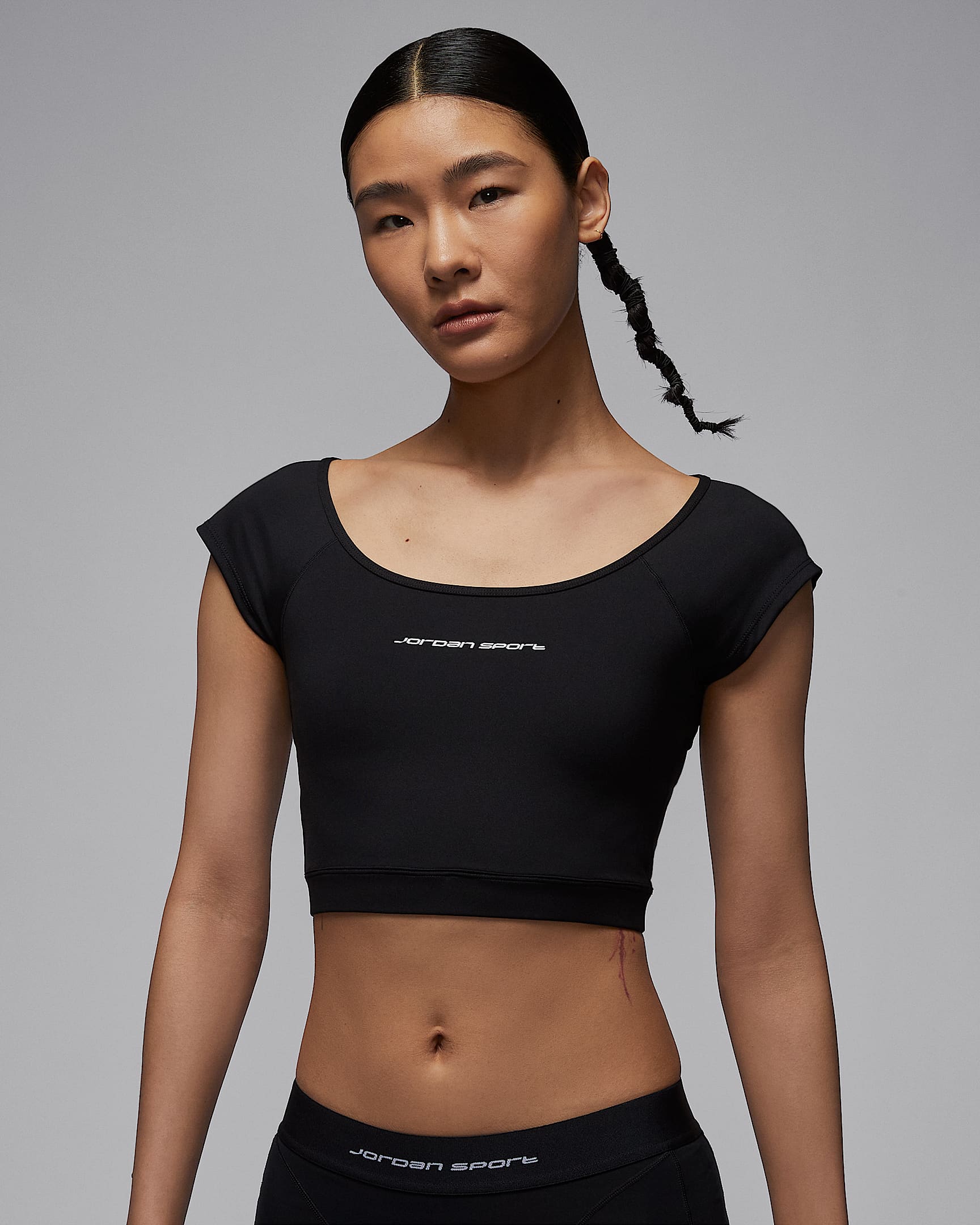 Jordan Sport 女子速干短袖针织短款上衣 - 黑