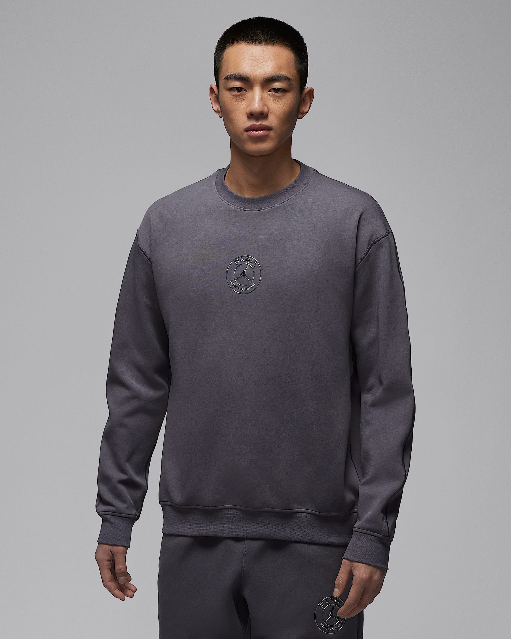 巴黎圣日耳曼足球俱乐部 Hoop Fleece 男子针织圆领运动衫 - 浅石黑