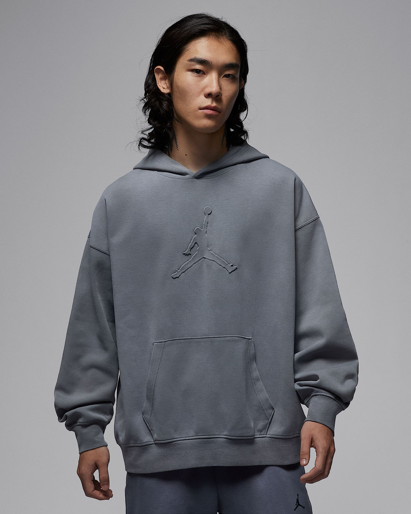 Tatum Hoop Fleece Dri-FIT 塔图姆男子速干针织套头连帽衫 - 烟灰/黑/烟灰