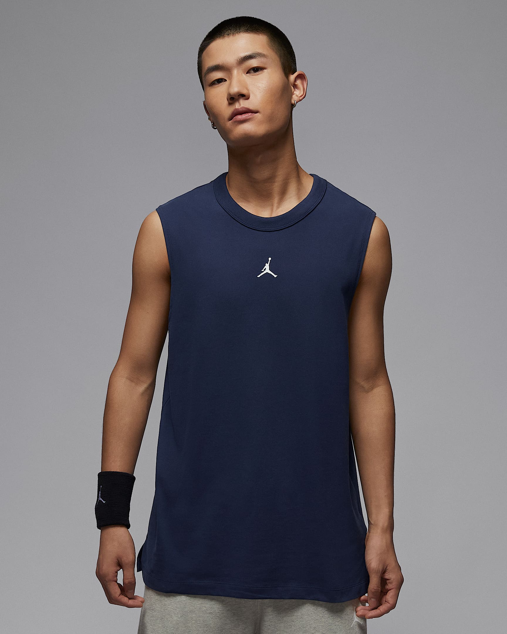 Jordan Sport Dri-FIT 男子透气速干无袖篮球上衣 - 深藏青/白色