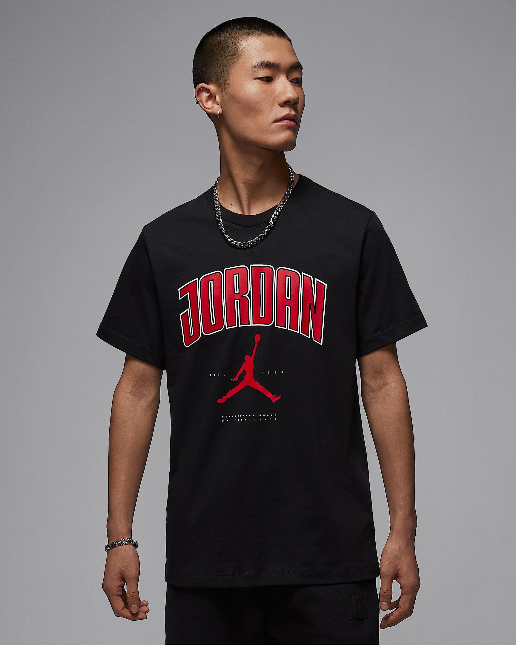 Jordan 男子T恤 - 黑/健身红/健身红