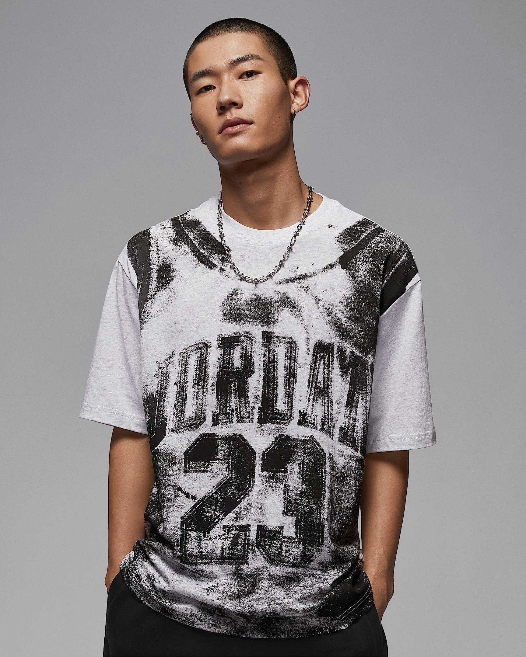 Jordan Brooklyn 男子学院风印花T恤 - 调色桦树色/黑