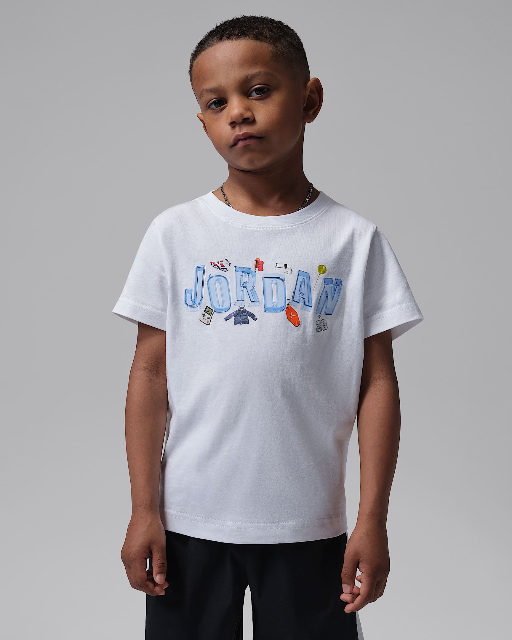 Jordan 幼童 90 年代钥匙扣风T恤 - 白色