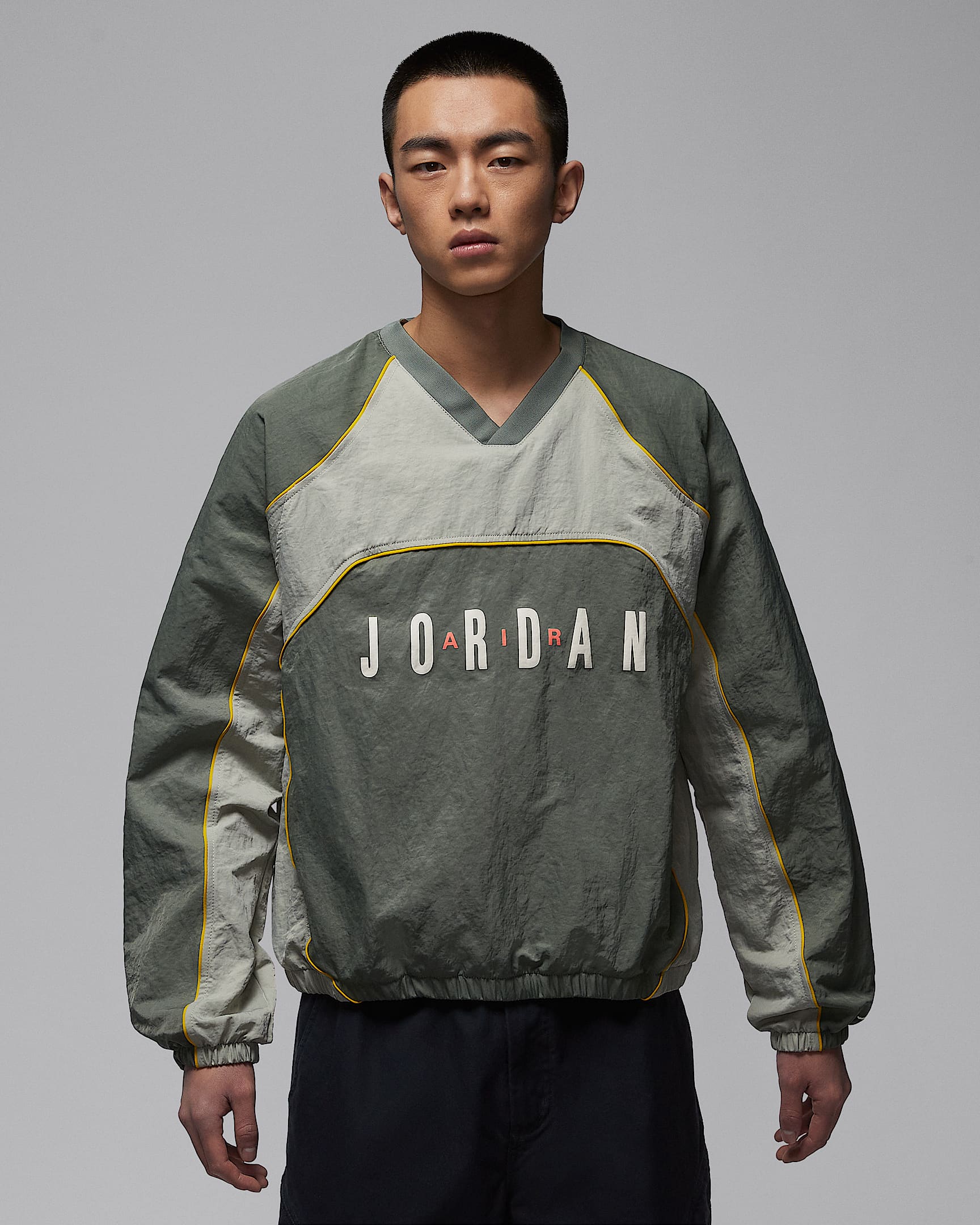 Jordan Flight 男子拒水长袖热身上衣 - 复古苔绿/雾杉木绿/亮黄/帆白