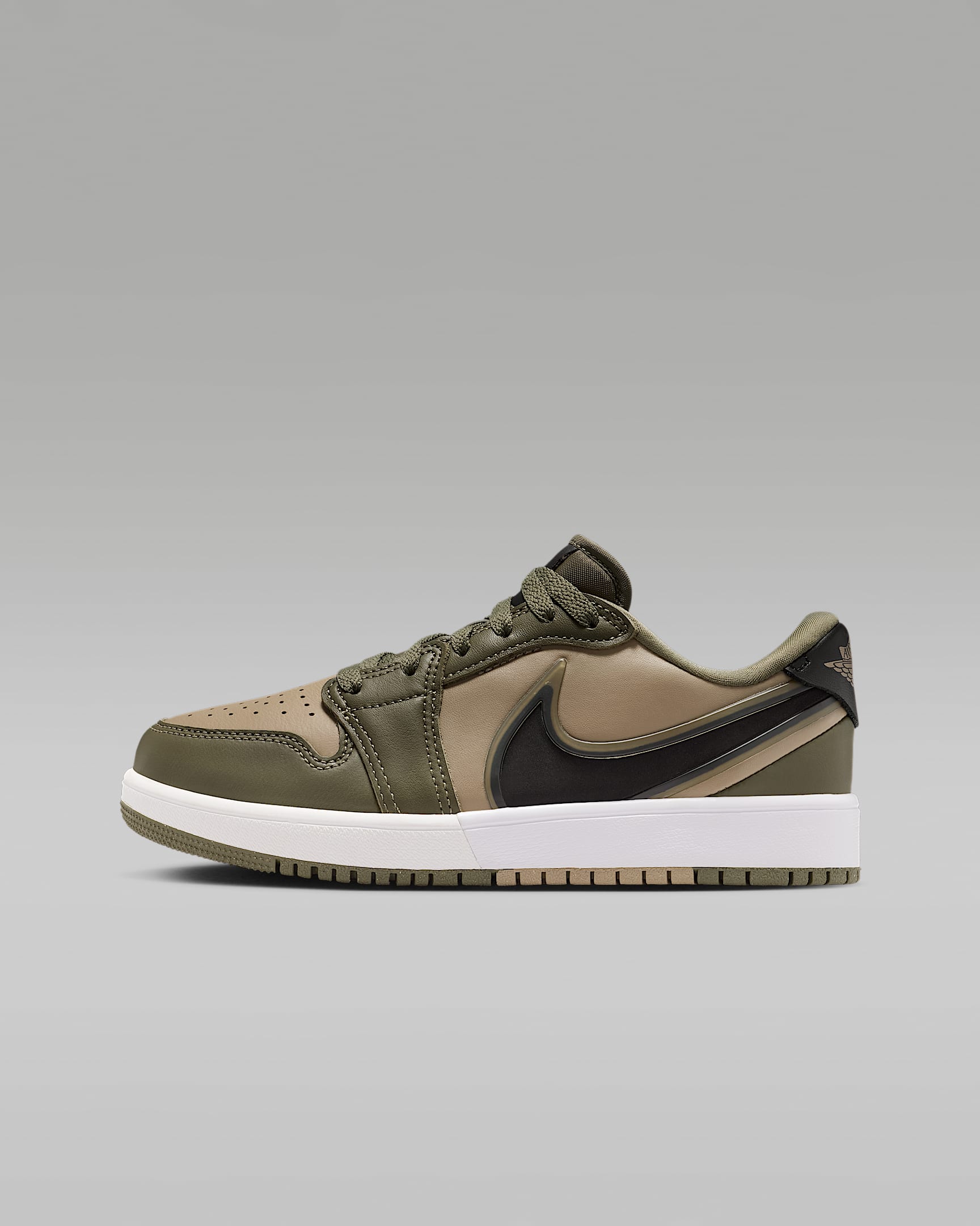Jordan 1 Low RM 大童一脚蹬运动鞋 - 中橄榄绿/卡其/白色/黑
