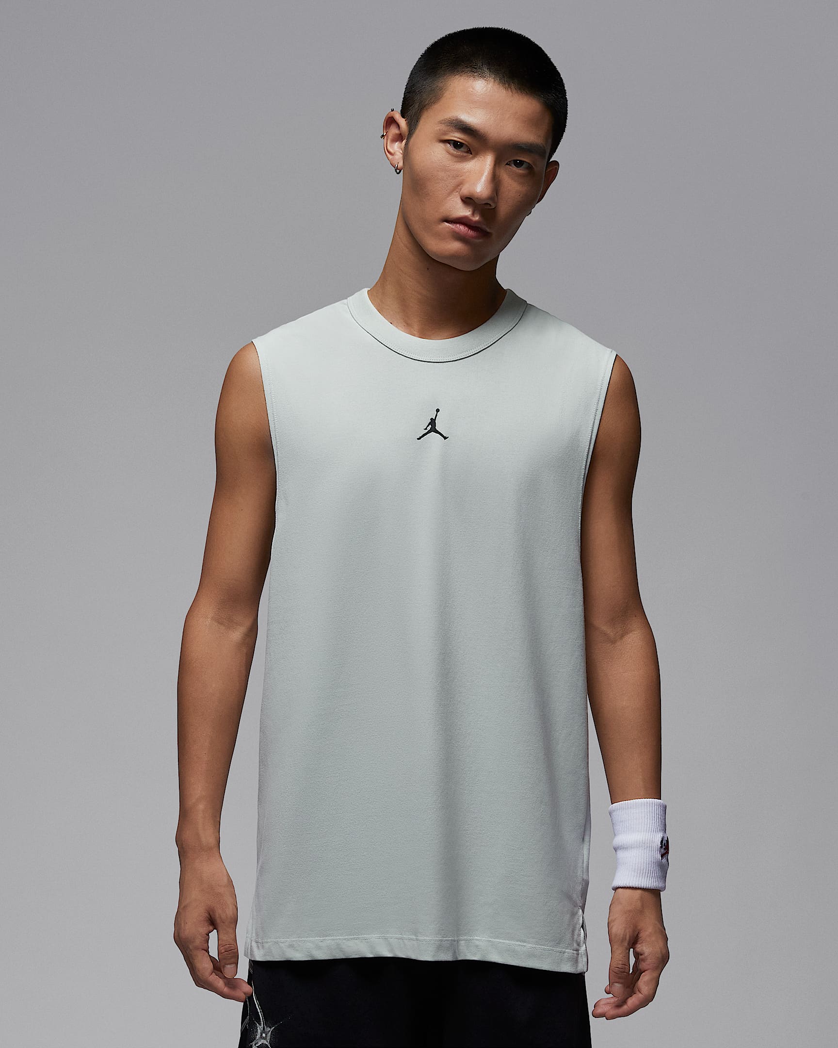 Jordan Sport Dri-FIT 男子透气速干无袖篮球上衣 - 浅银/黑