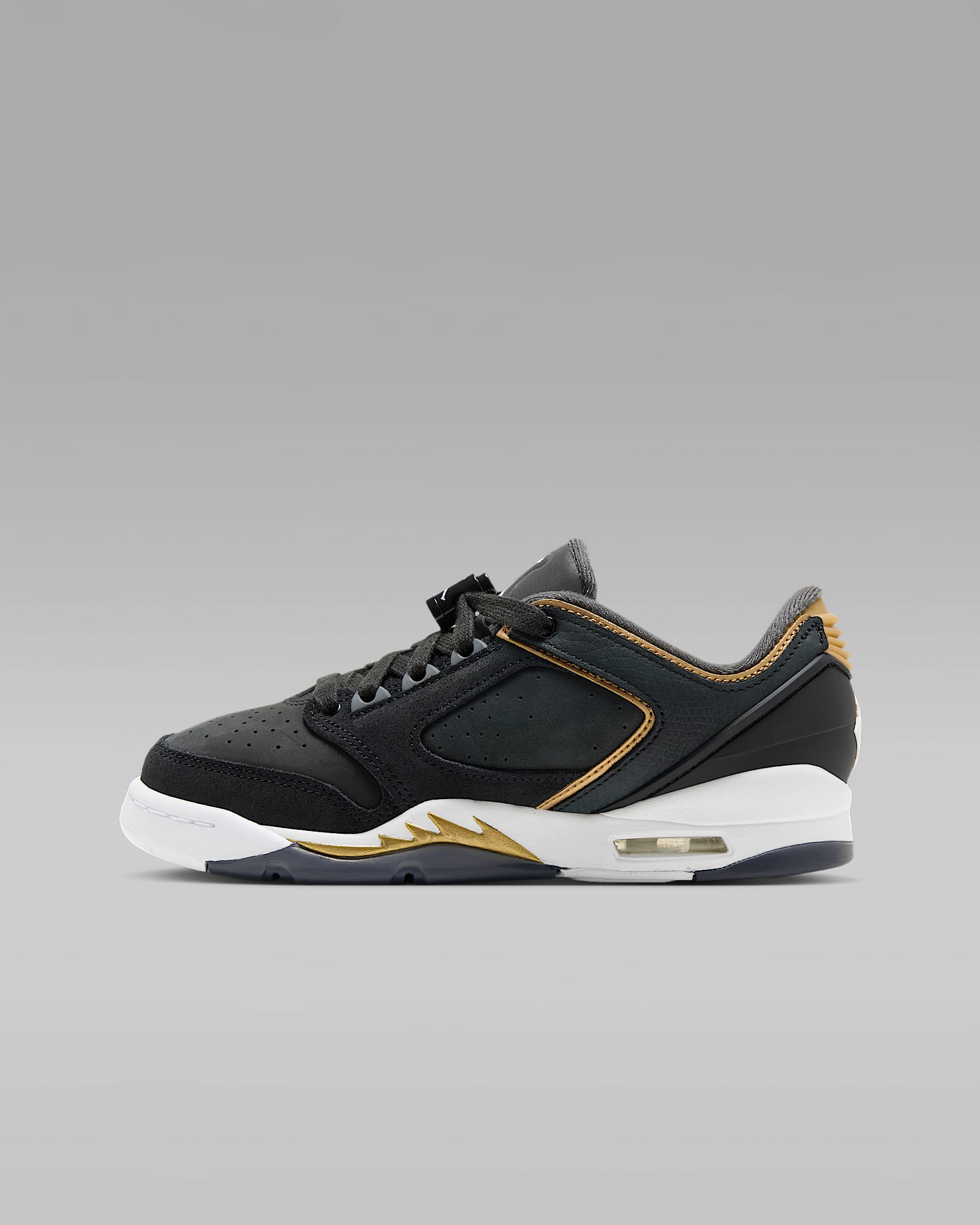 Air Jordan Sixty Plus Low 大童运动鞋 - 黑/金属色/煤黑/白色