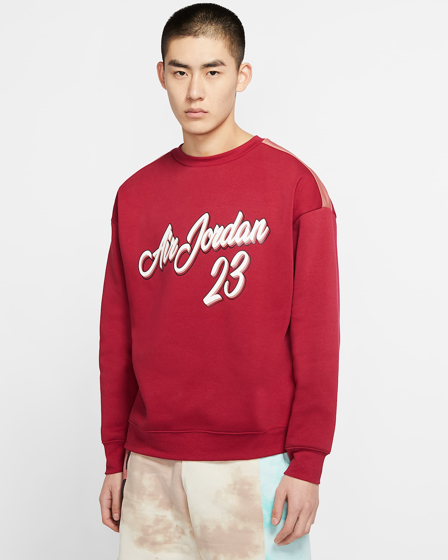 Jordan Remastered 男子起绒圆领上衣 - 贵族红/岩石粉/白色