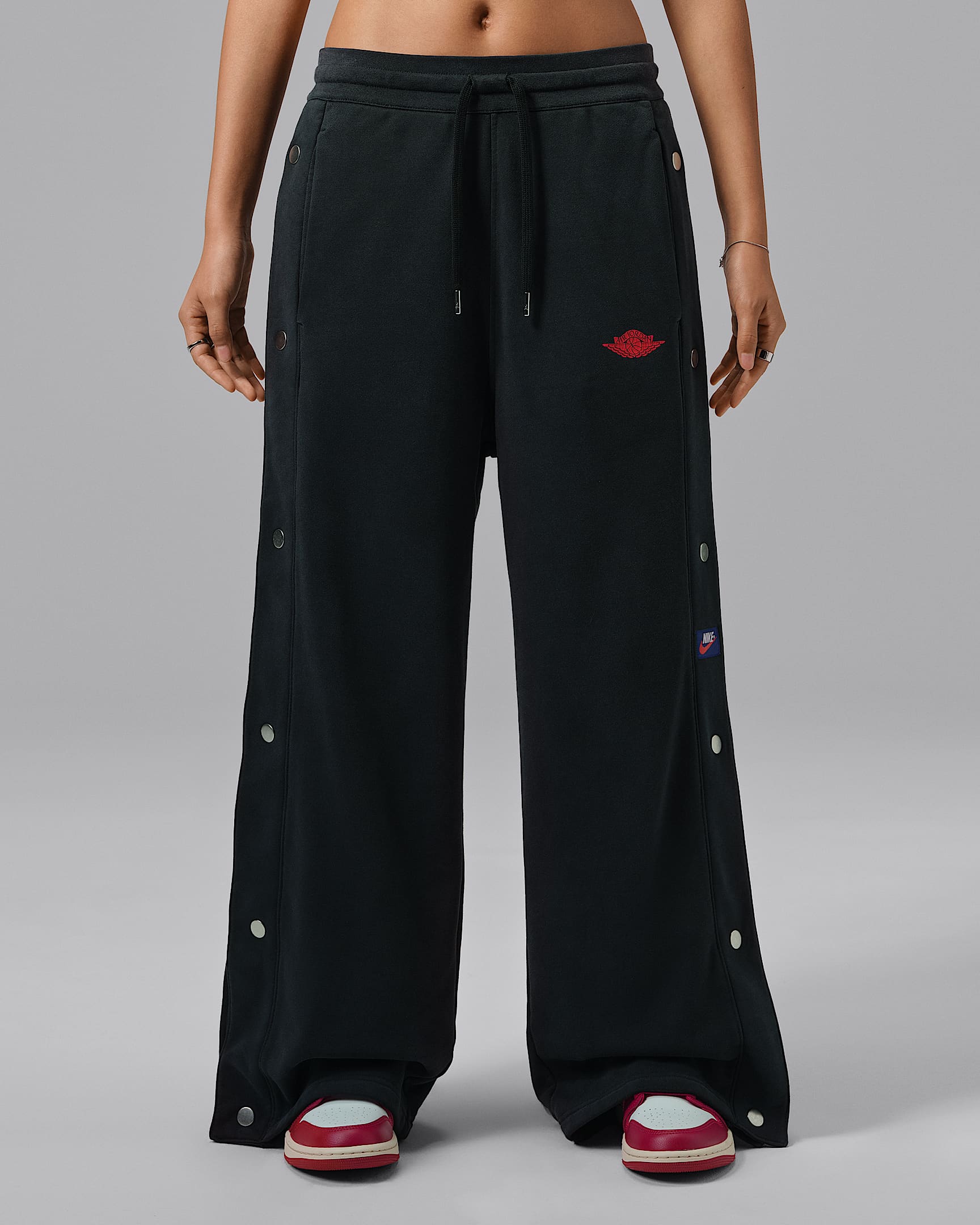 Jordan Flight Fleece 女子法式毛圈按扣长裤 - 黑/大学红