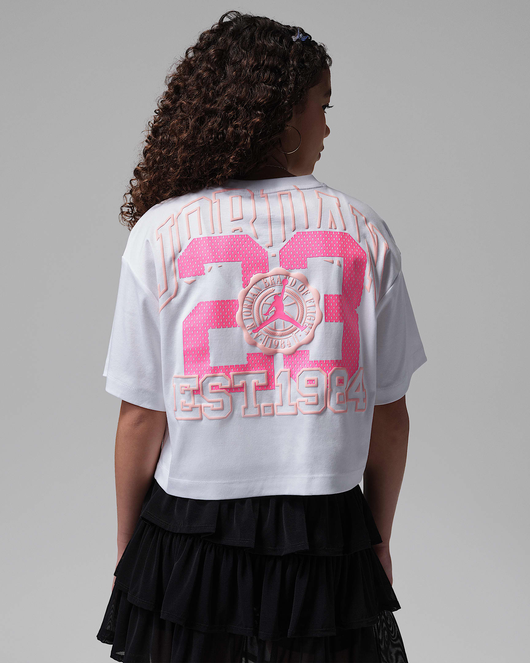 Jordan Secret Garden 大童（女孩）学院风T恤 - 白色