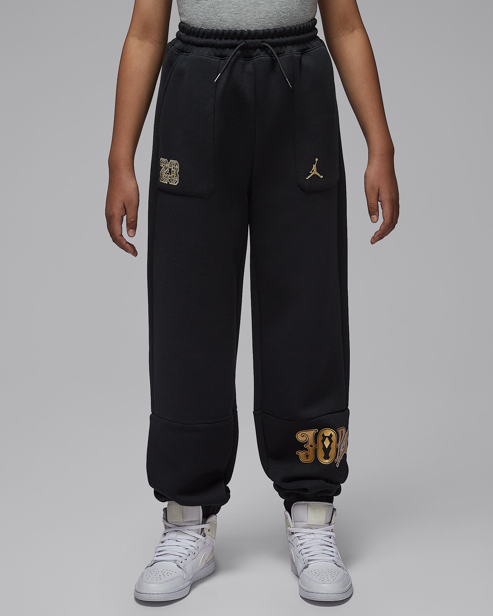 Jordan 新年系列大童针织长裤 - 黑