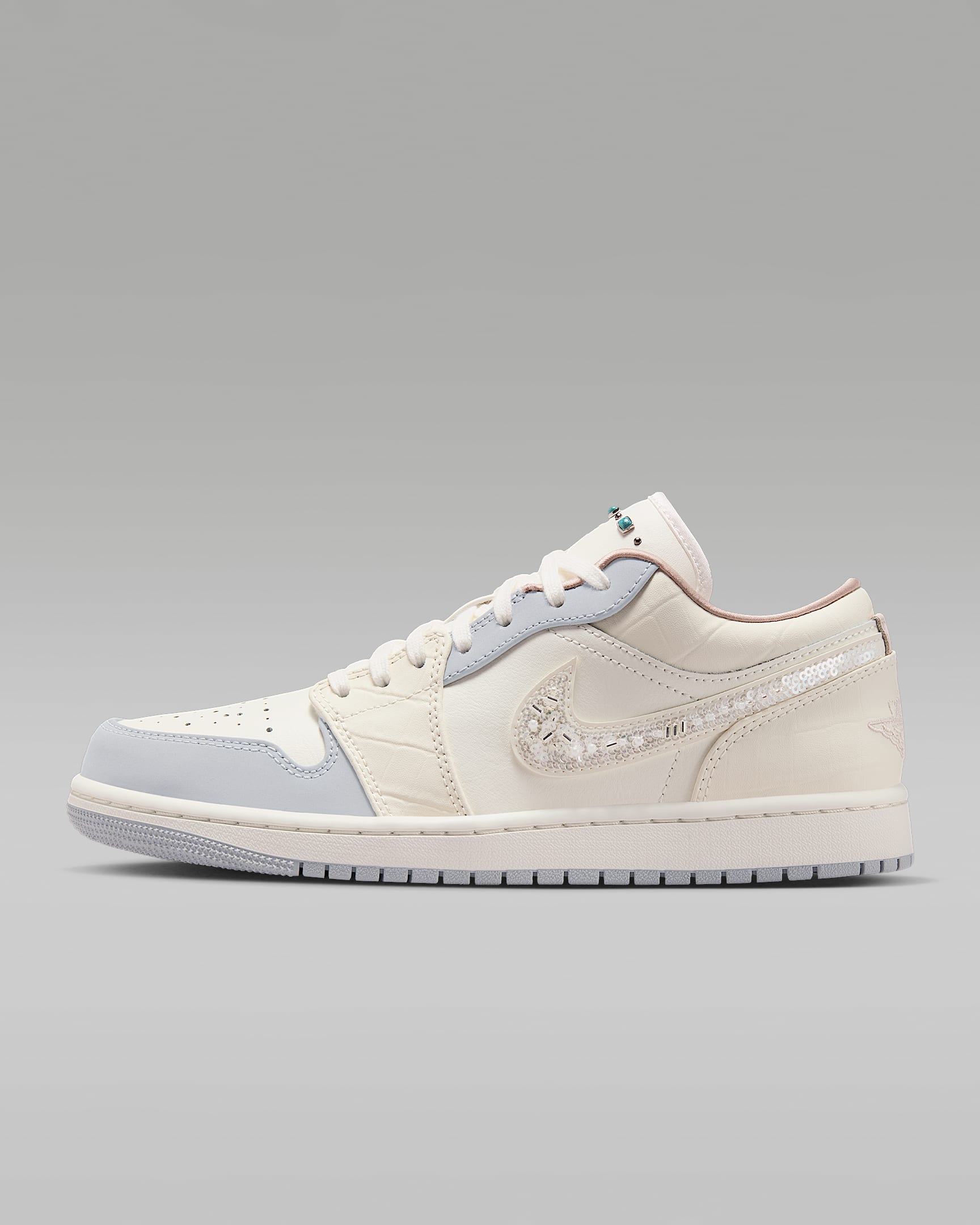 Air Jordan 1 Low 女子运动鞋 - 帆白/灰黑/浅烟灰/珍珠灰