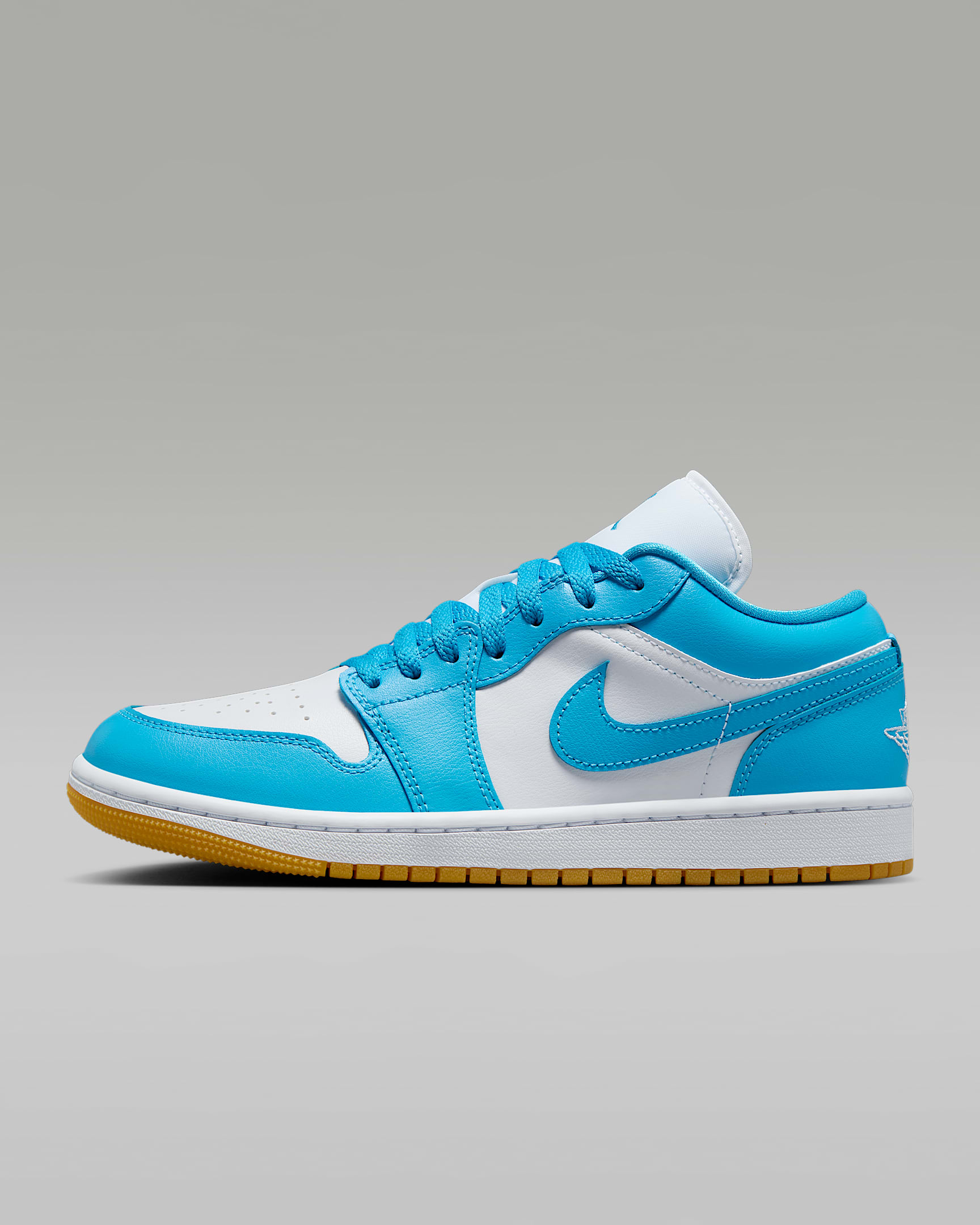 Air Jordan 1 Low 女子复古运动鞋刺绣板鞋 - 白色/橡皮浅褐/暗白蓝
