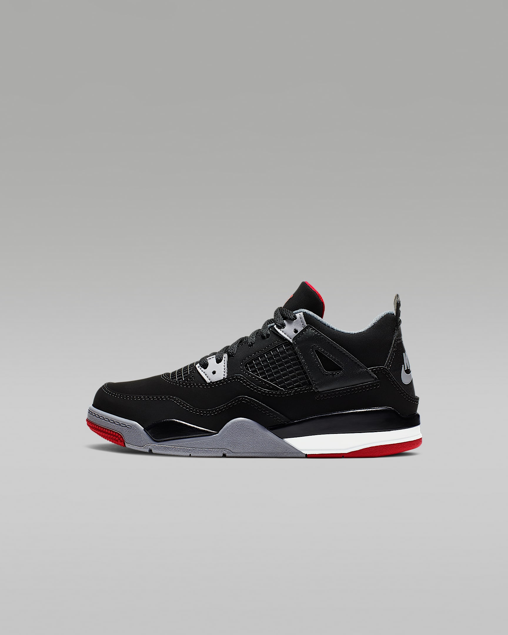 Jordan 4 Retro (PS) 复刻幼童运动童鞋 - 黑/水泥灰/山峰白/火焰红
