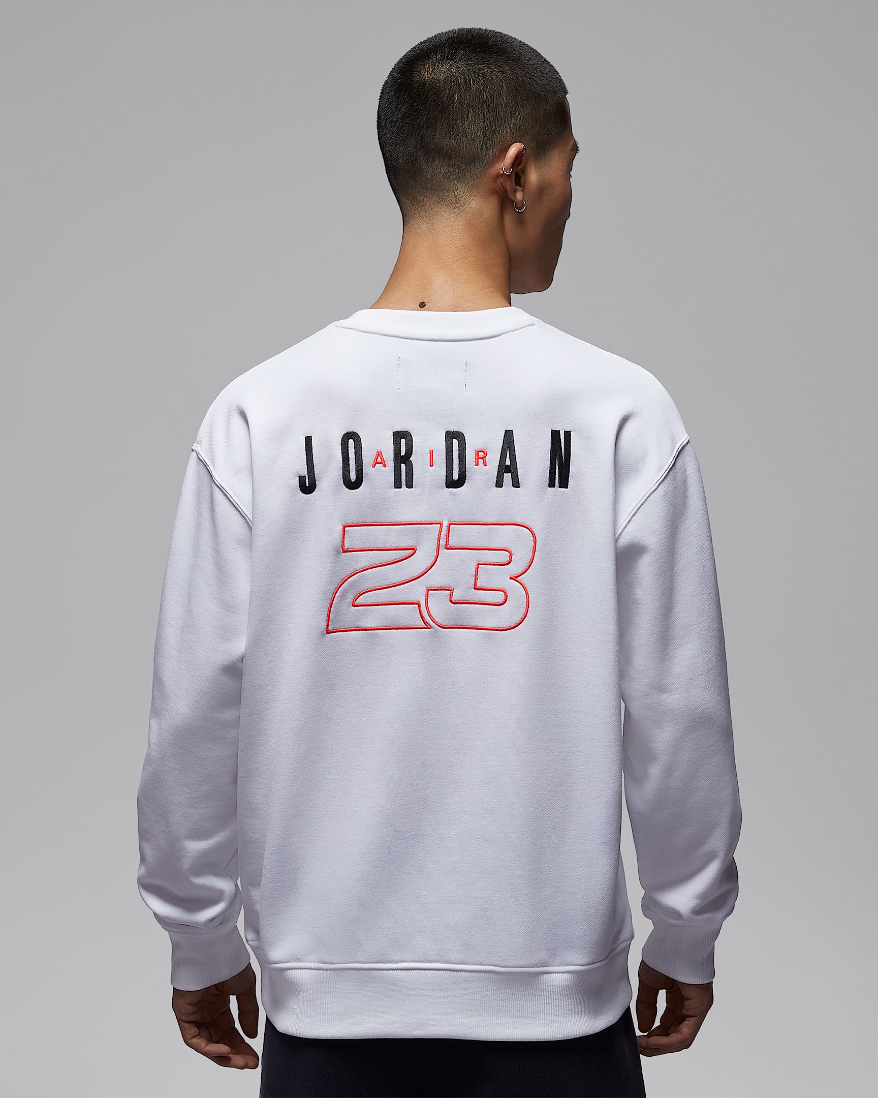 Jordan Flight Fleece 男子圆领运动衫 - 白色/红外线红 23