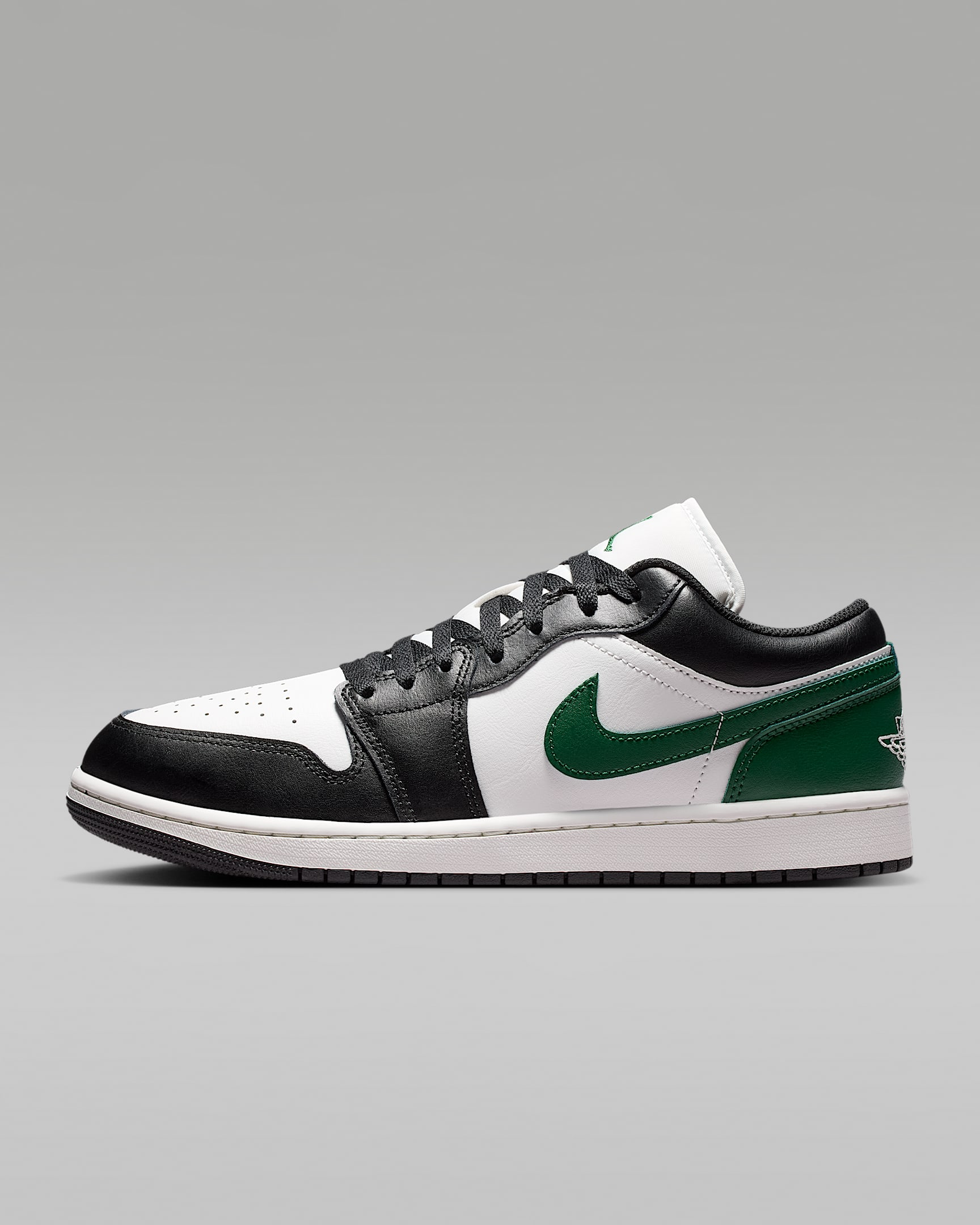Air Jordan 1 Low 男子运动鞋 - 黑/峡谷绿/山峰白