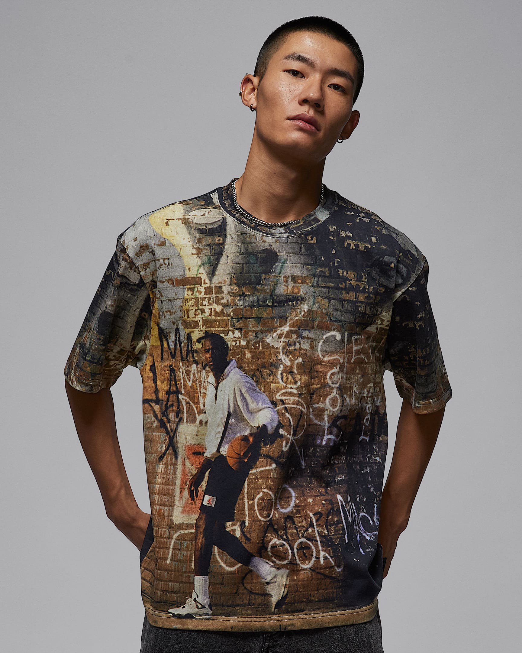 Air Jordan 85 男子图案T恤 - 灰黑/帆白