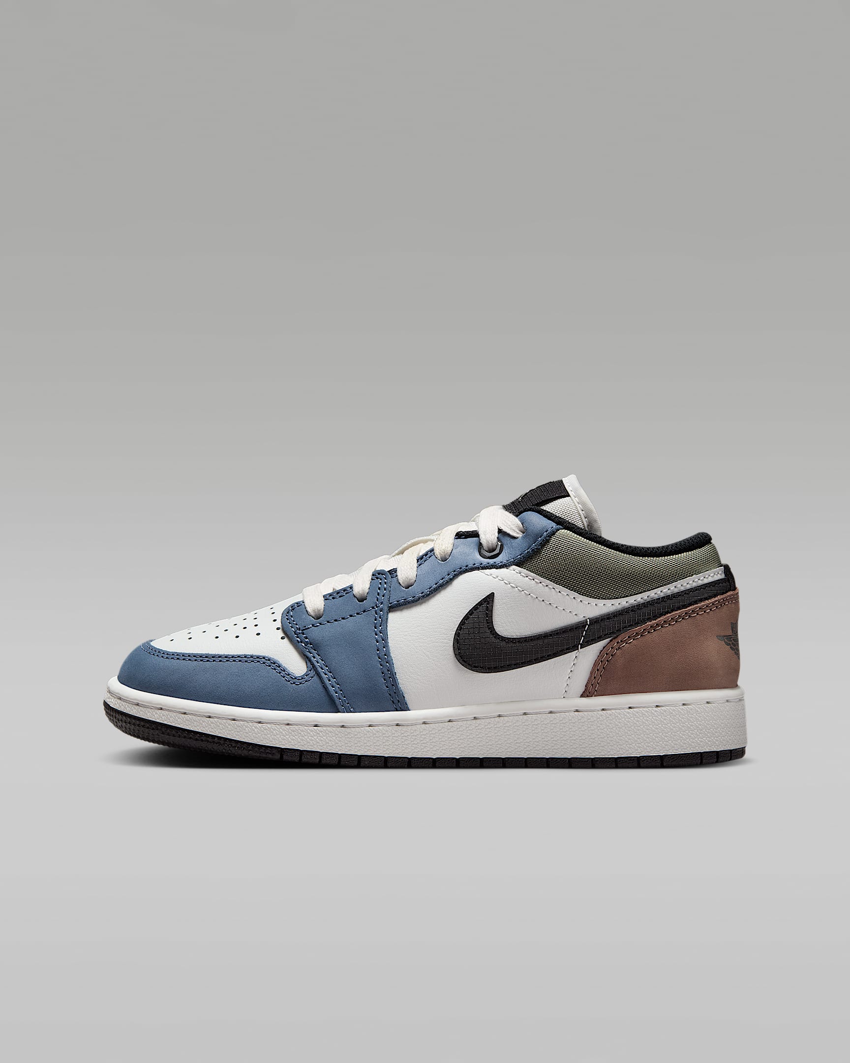 Air Jordan 1 Low 大童运动鞋 - 山峰白/山峰白/芬蓝/黑