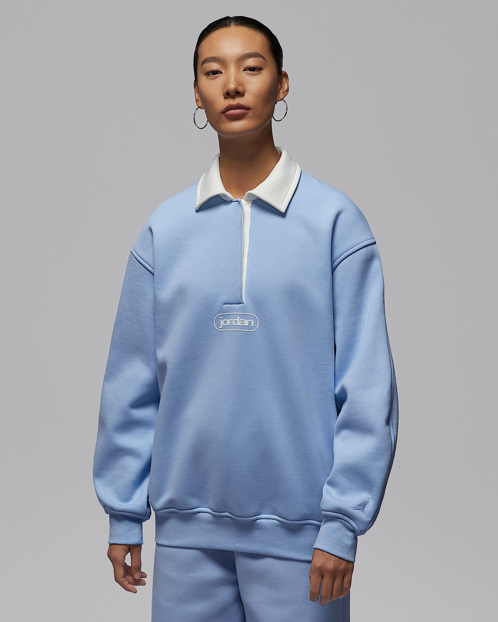 Jordan Flight Fleece 女子加绒橄榄球上衣 - 心灵蓝/帆白/心灵蓝