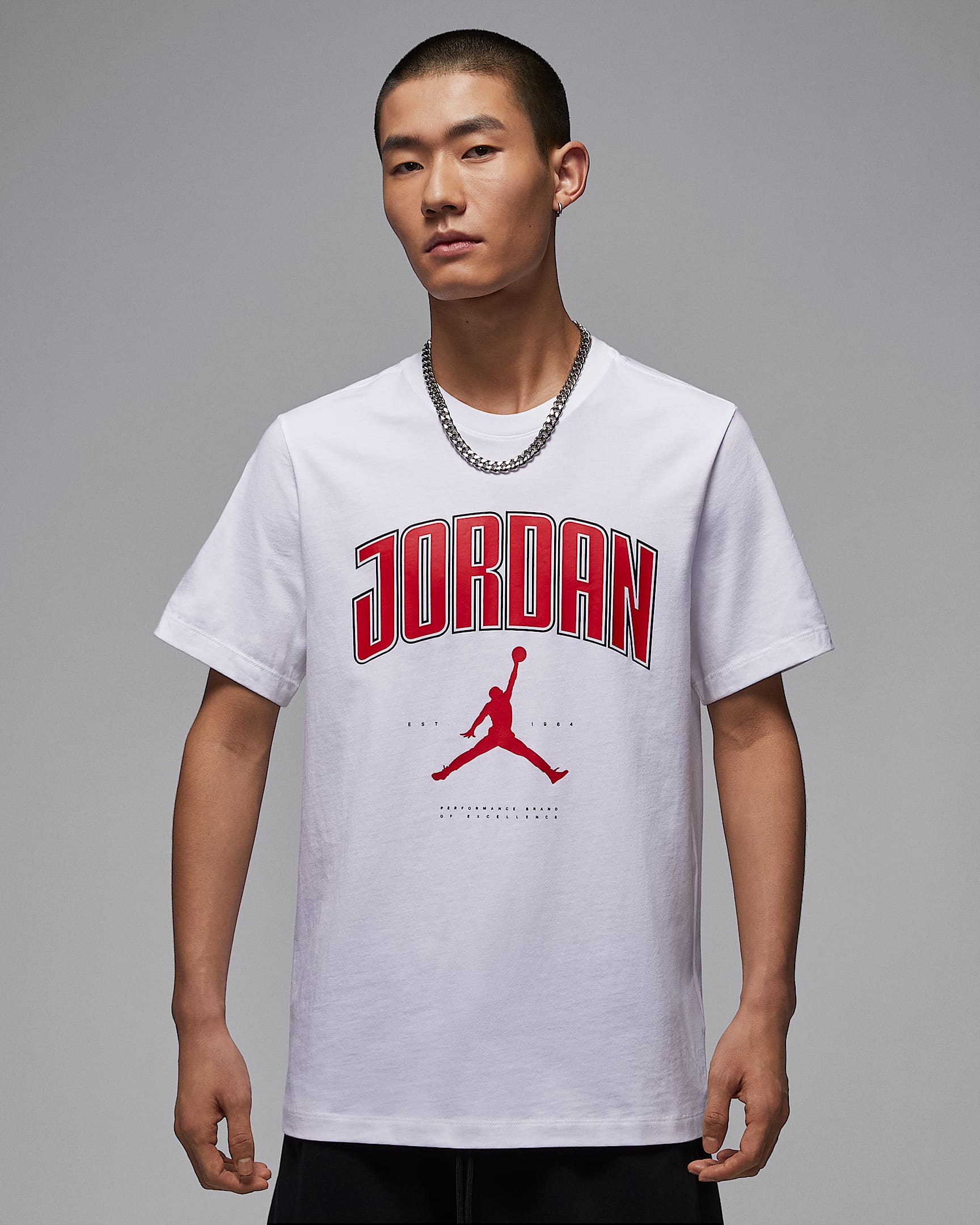 Jordan 男子T恤 - 白色/健身红/健身红