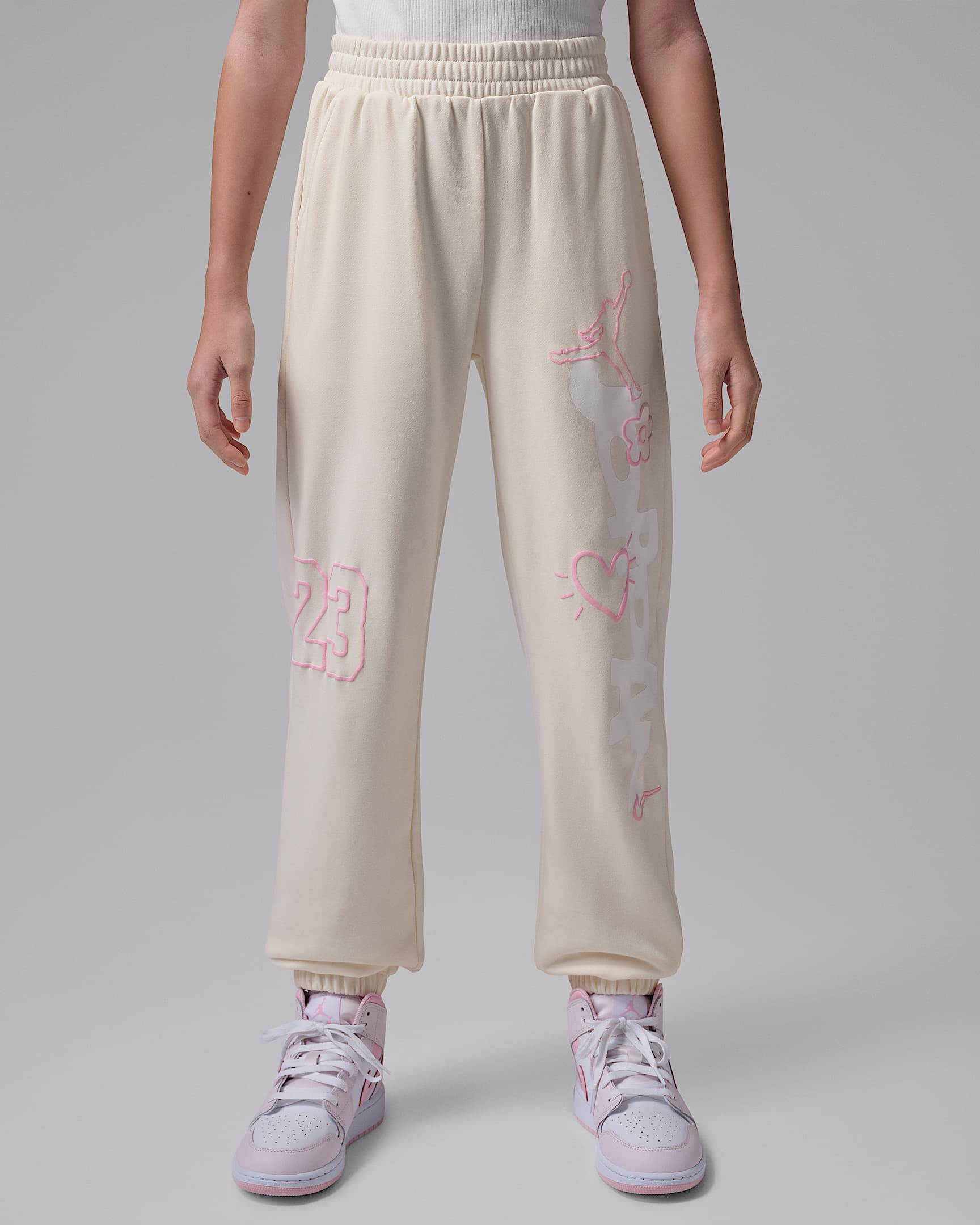 Jordan Love Is In The "Air" 大童法式毛圈长裤 - 淡象牙白