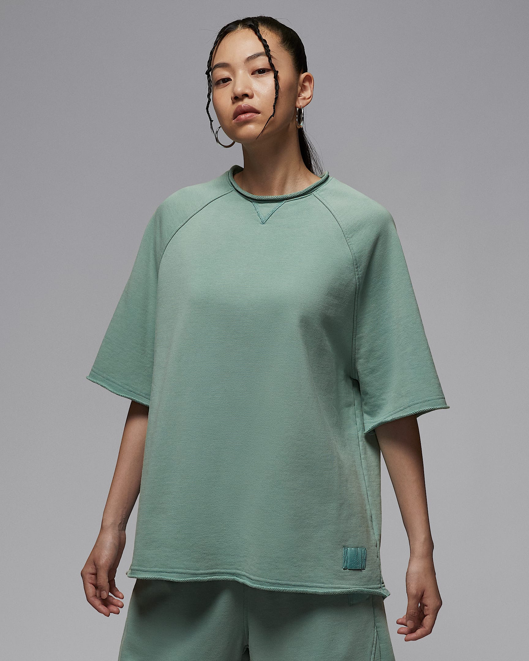 Jordan Flight Fleece 女子 Oversize 风短袖法式毛圈上衣 - 大炮灰/矿物色