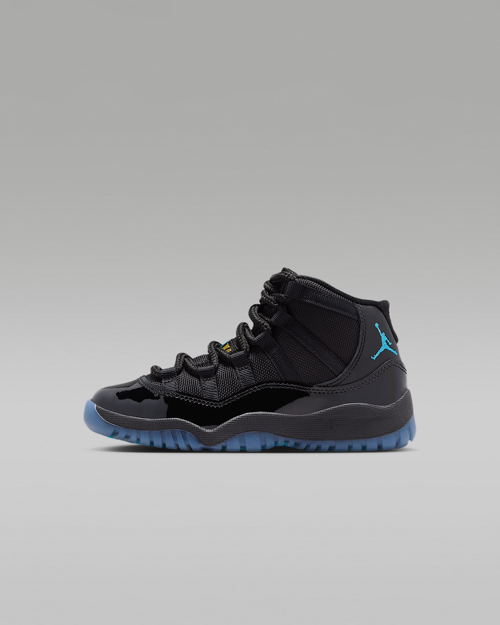 Jordan 11 Retro "Gamma" 复刻幼童运动鞋 - 黑/黑/校园粟黄/伽马蓝