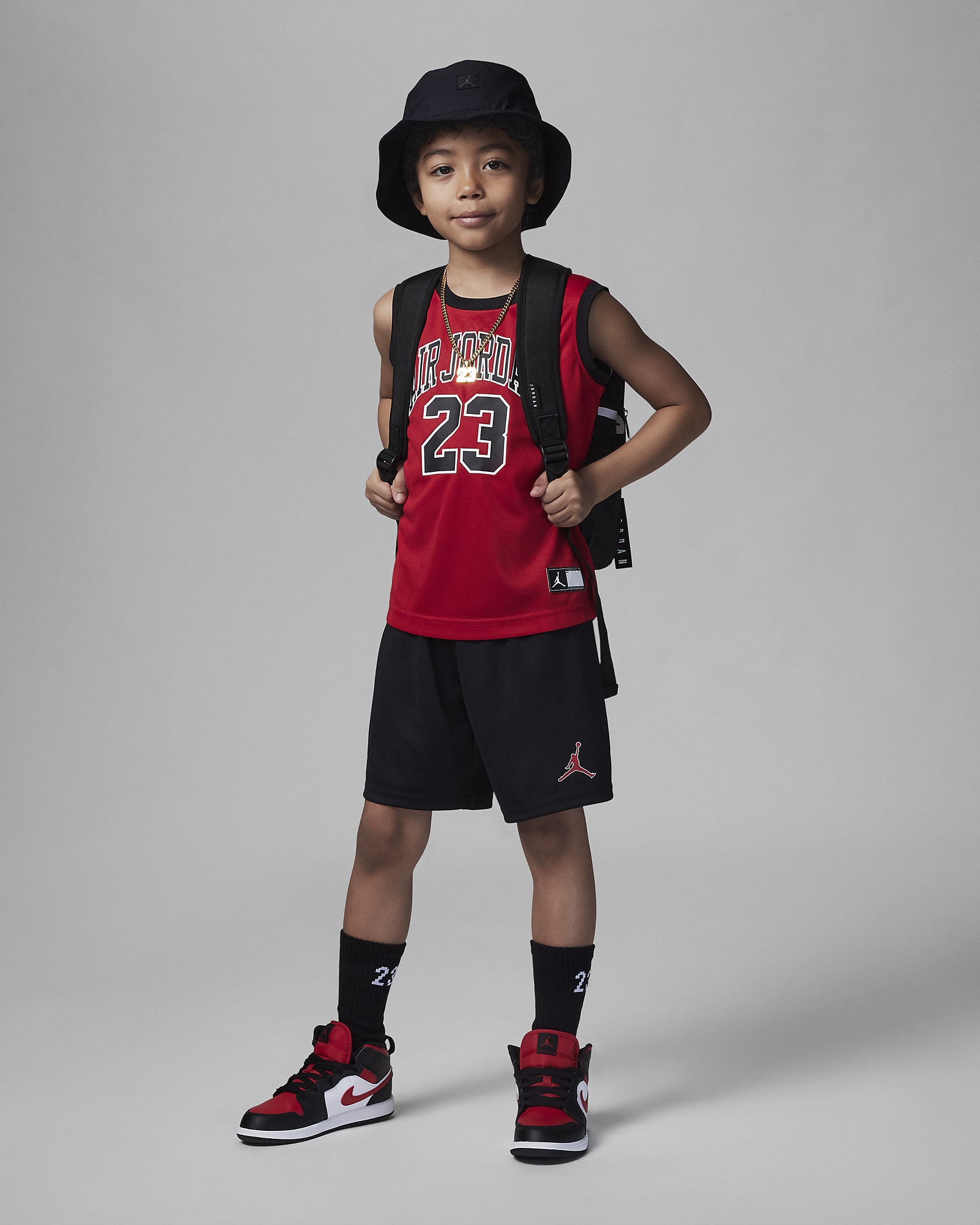 Jordan Jumpman Air 幼童背心和短裤套装 - 黑/红色