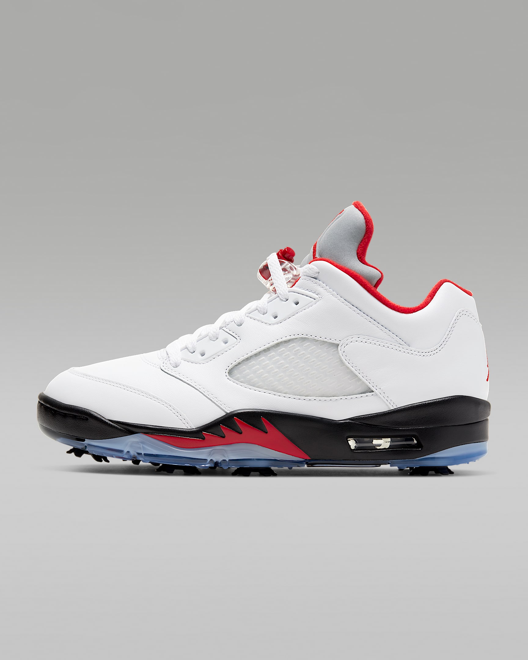 Jordan V Low Golf 男/女高尔夫球鞋 - 白色/黑/金属银/火焰红