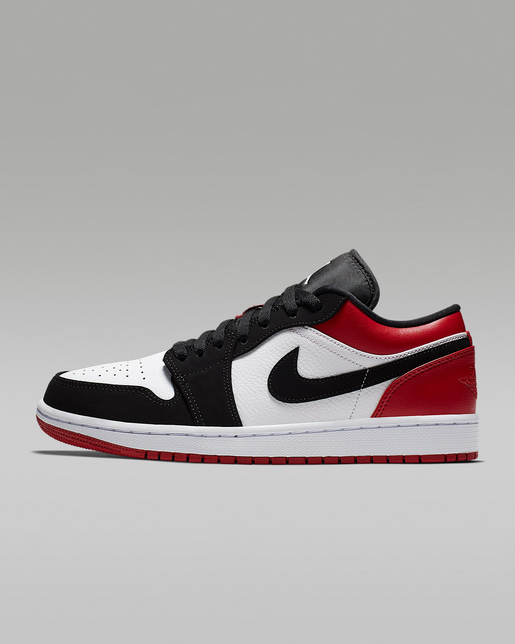 Air Jordan 1 Low 男子经典复古运动鞋 - 白色/健身红/黑