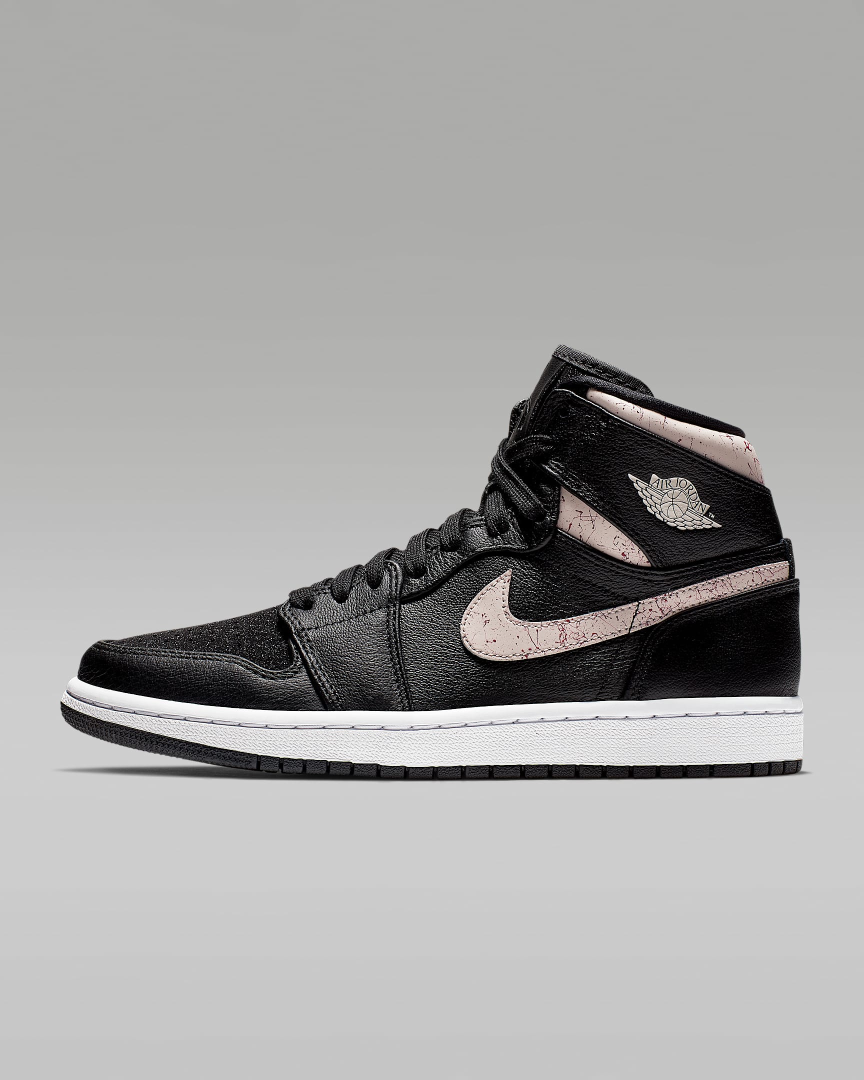 Air Jordan 1 Retro PREM 复刻女子运动鞋 - 黑/灯草褐红/白色/砂岩灰粉
