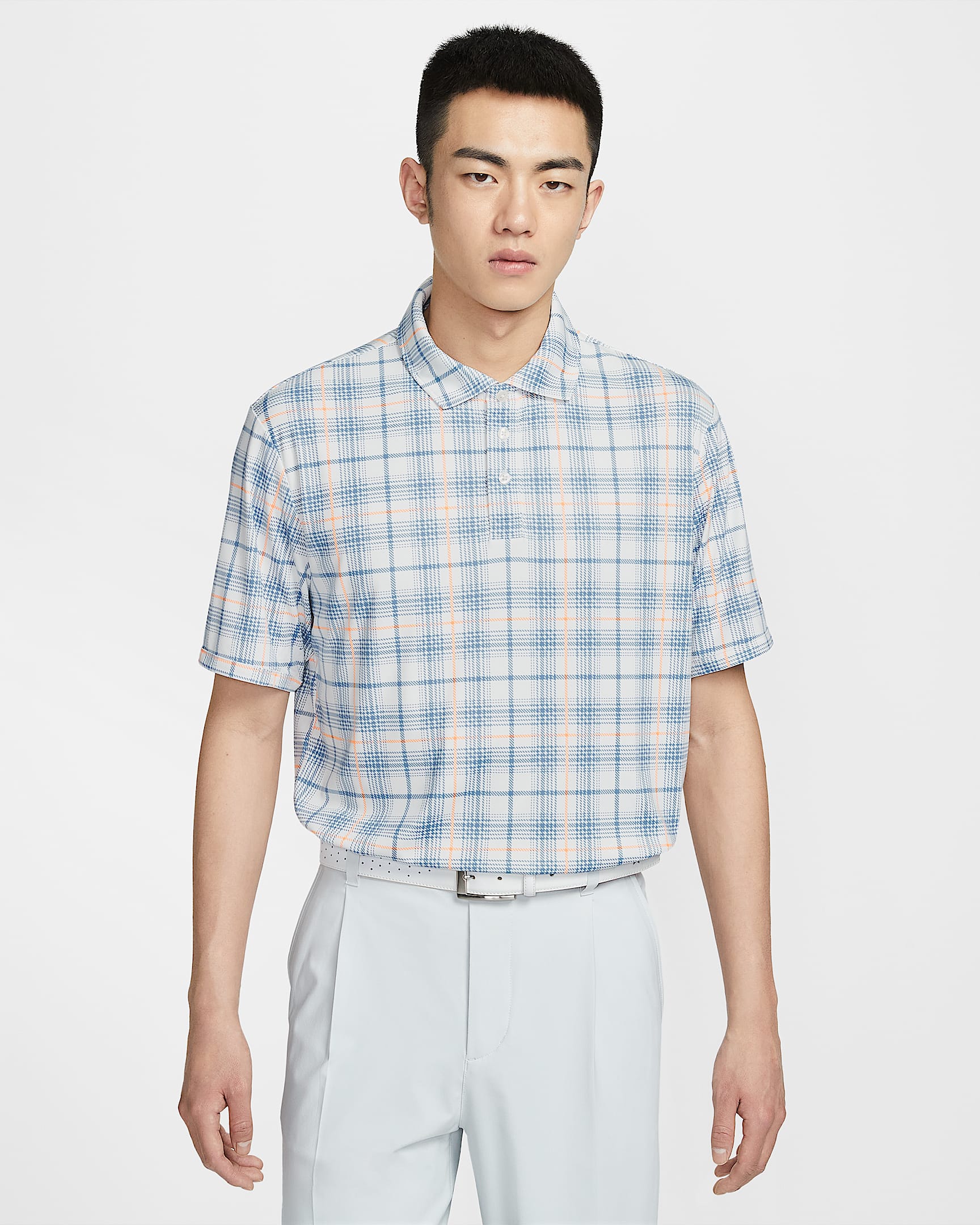 Nike Par Tartan Dri-FIT 男子防晒速干高尔夫翻领T恤 - 帆白