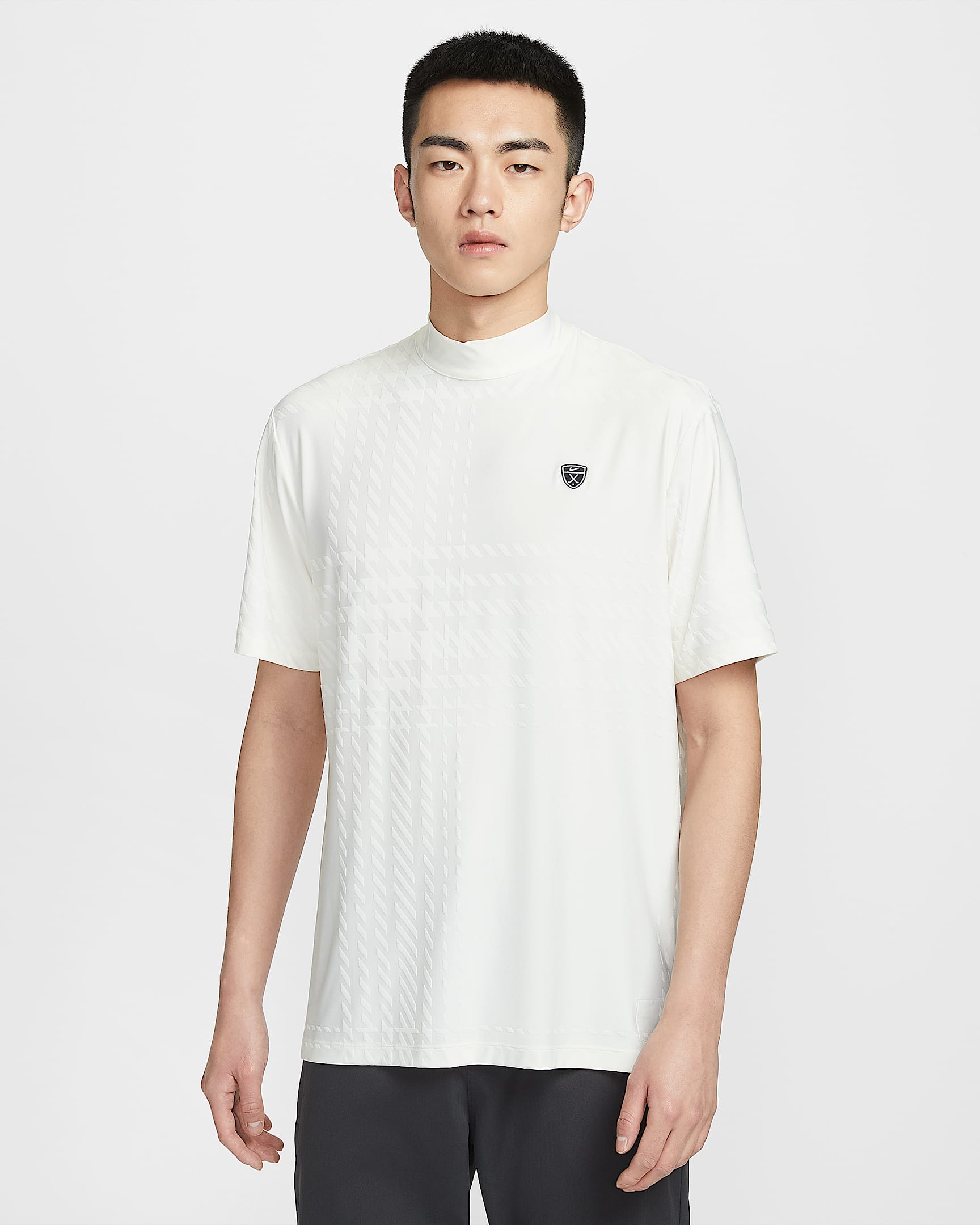 Nike Tartan Dri-FIT 男子速干高尔夫短袖上衣 - 帆白