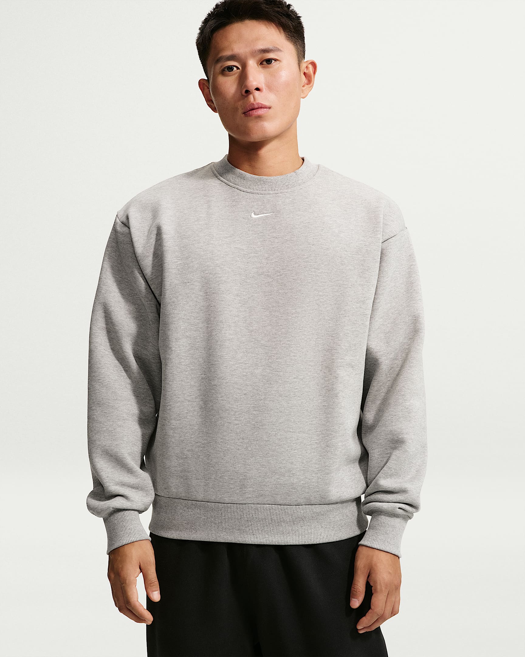 Nike Solo Fleece 陈昊森同款男子加绒圆领运动衫 - 调色暗灰/帆白