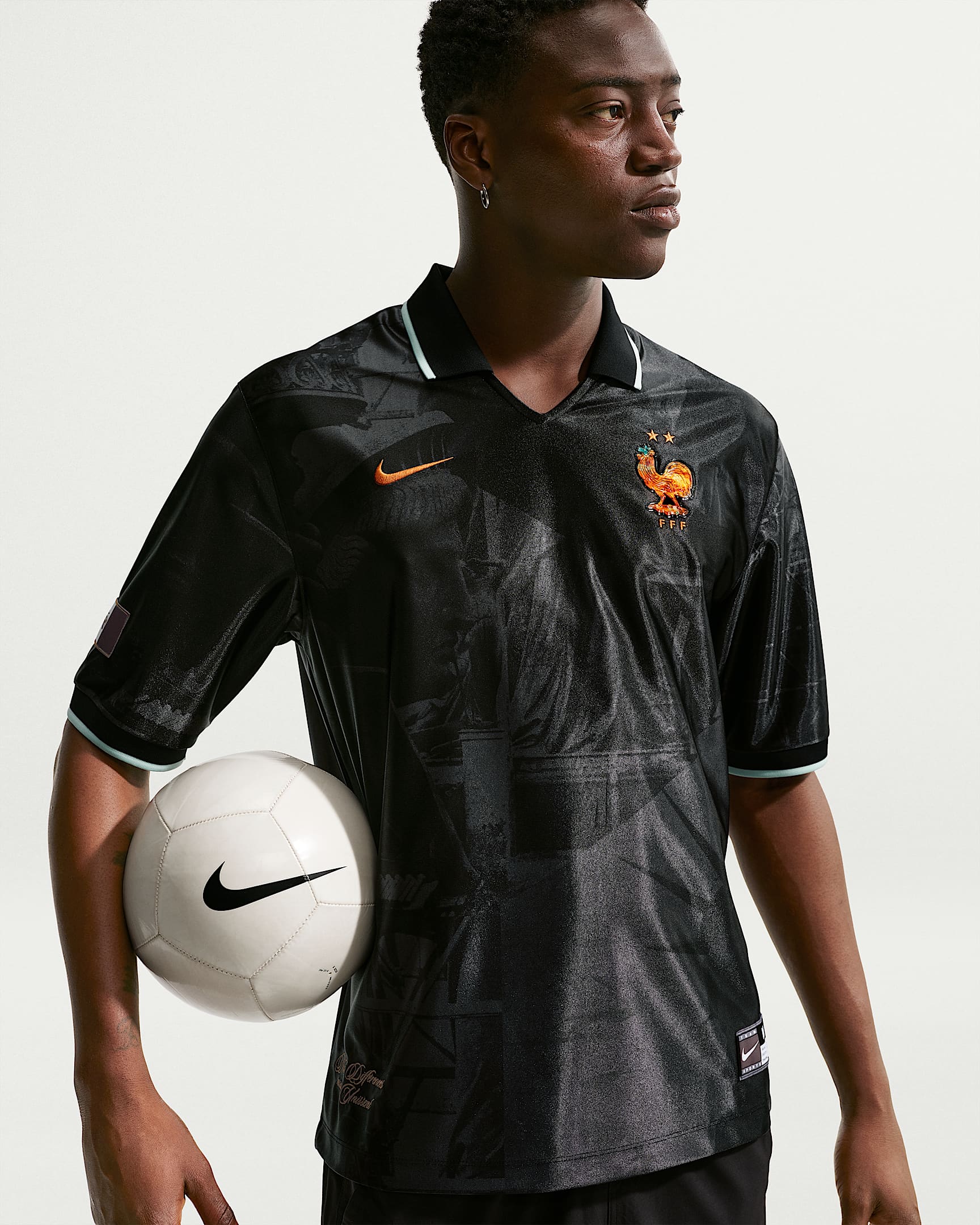 法国队 Energy Nike Dri-FIT 男子速干短袖足球上衣 - 煤黑/伊格鲁蓝/金属铜