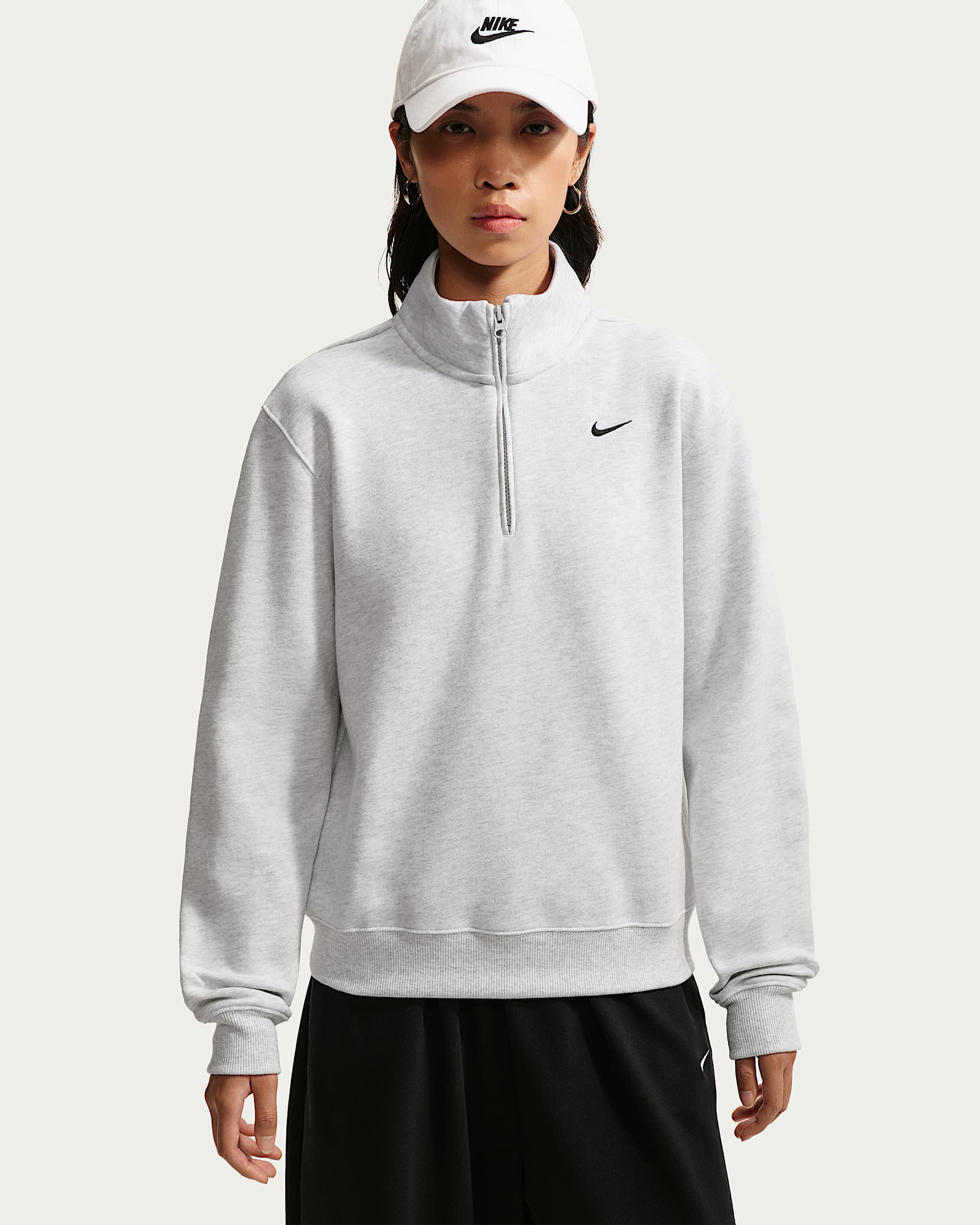 Nike Studio Fleece Medium Weight 女子中克重加绒上衣 - 调色桦树色/黑