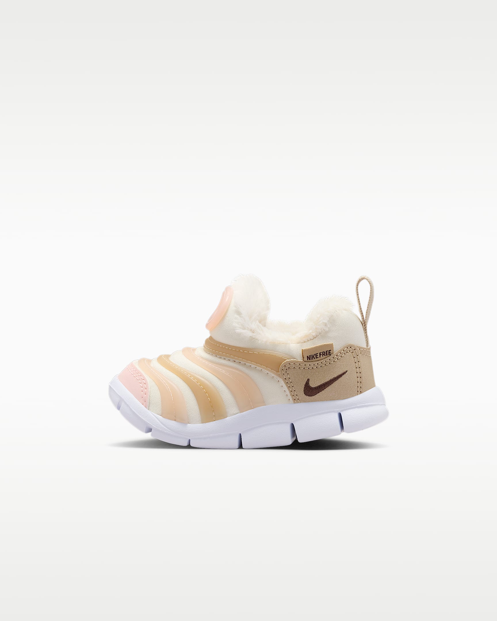 Nike Dynamo Free SE 耐克毛毛虫婴童运动鞋 - 粉白/白色/珊瑚橙/浅巧克力色