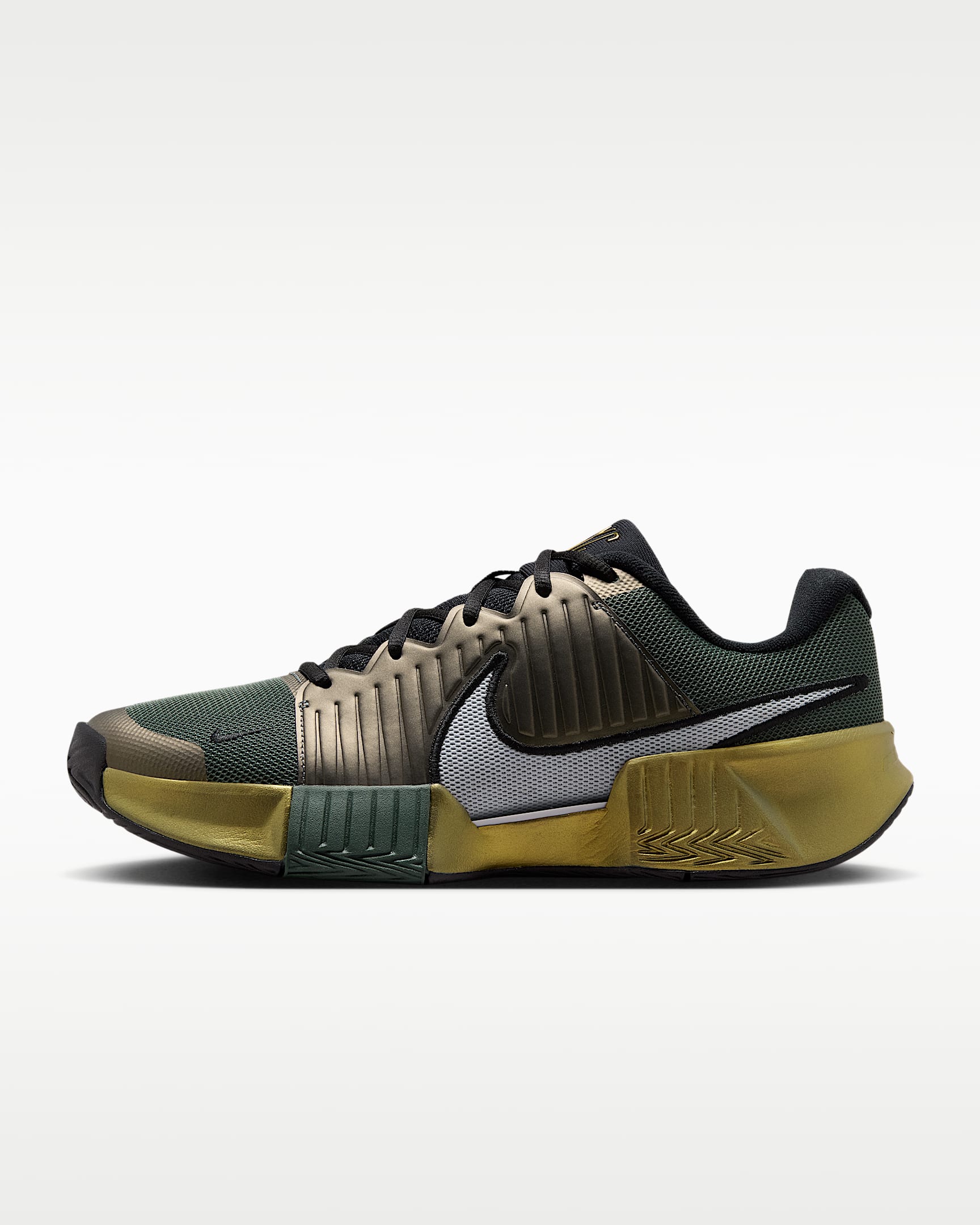 Nike GP Challenge Pro PRM 男子硬地球场网球鞋 - 迷彩绿/金属色/黑/白金色