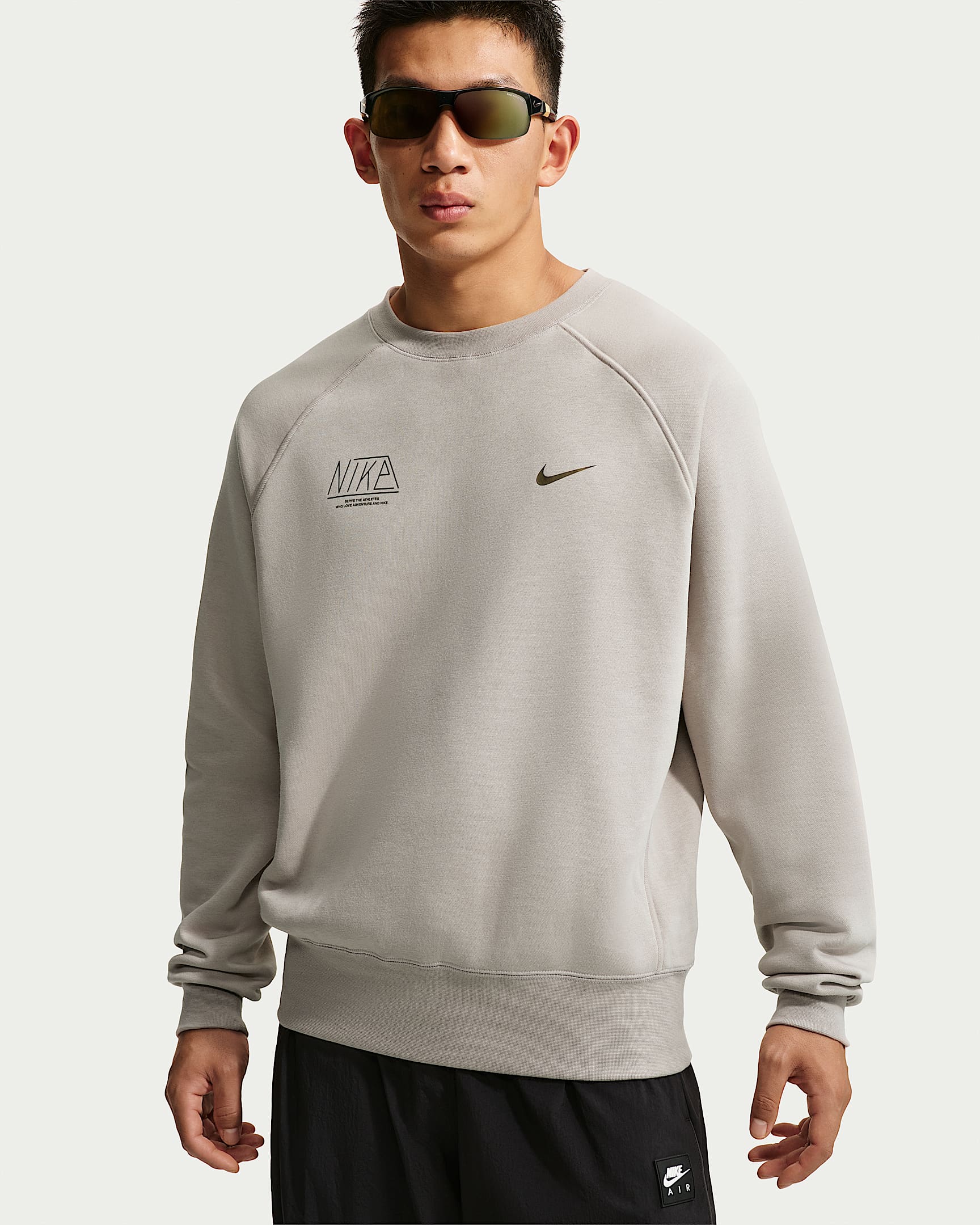 Nike Air 男子加绒圆领上衣 - 大学灰
