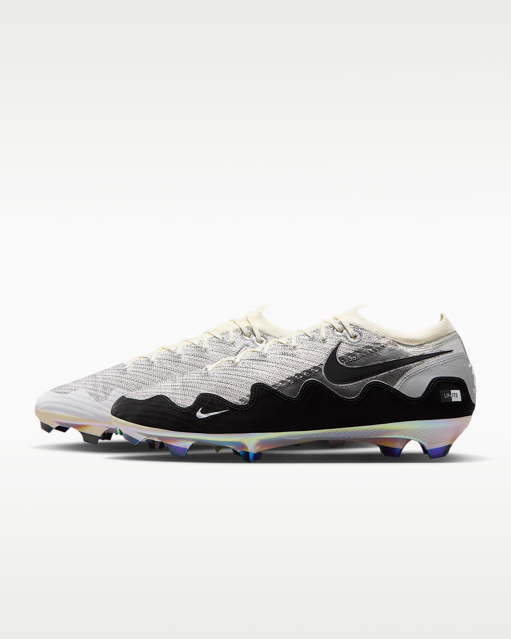 Nike Mercurial Vapor 16 Elite x Patta 耐克刺客系列男/女 FG 天然硬质草地低帮足球鞋 - 金属铬色/白色/黑