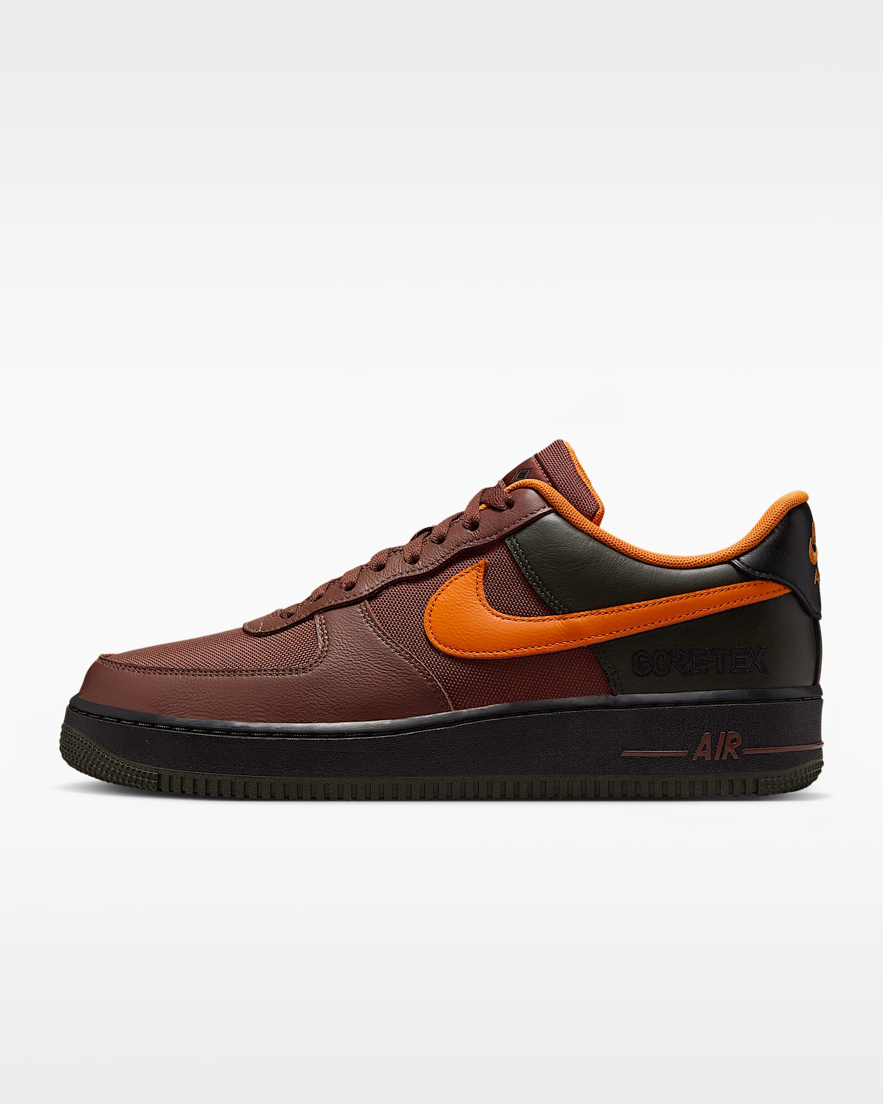 Nike Air Force 1 GORE-TEX 男子空军一号防水运动鞋 - 动物群棕/红杉绿/黑/亮橙色