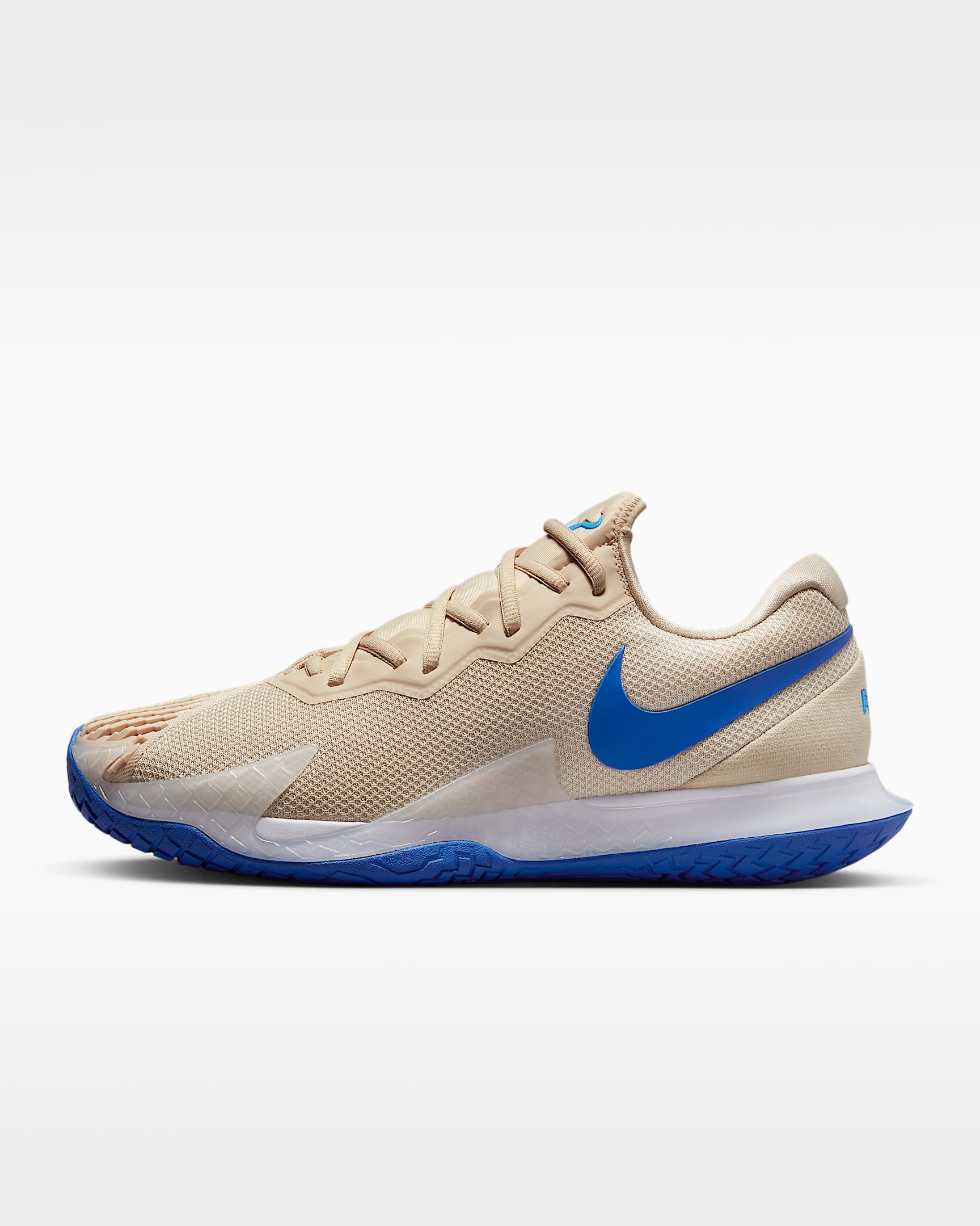 NikeCourt Zoom Vapor Cage 4 Rafa 纳达尔男子硬地球场网球鞋 - 沙堆白/大学蓝/白色/游戏宝蓝