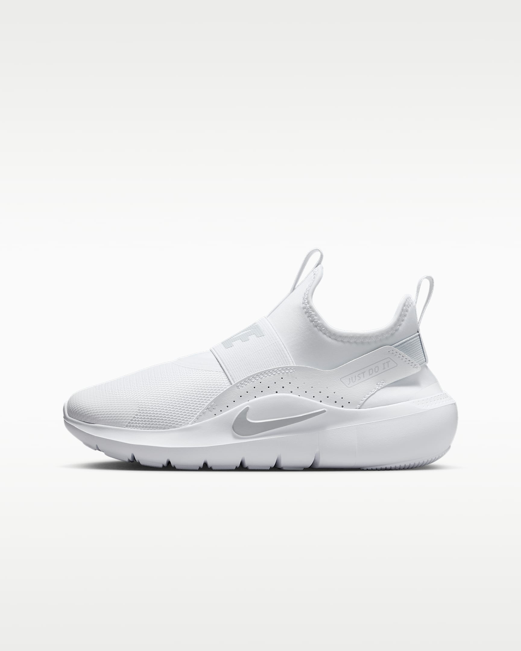 Nike Flex Runner 4 大童一脚蹬跑步鞋 - 白色/白色/浅银灰