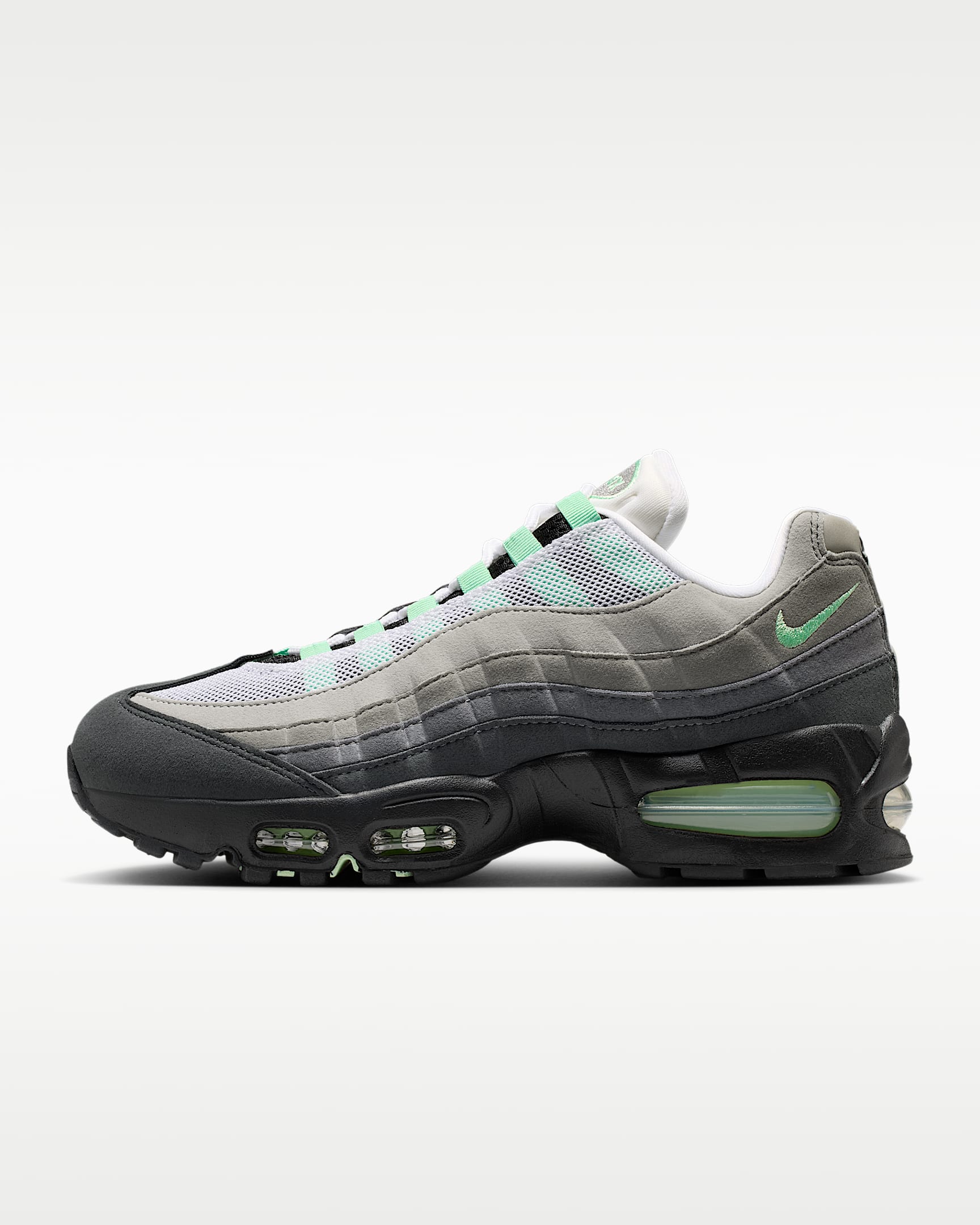Nike Air Max 95 Big Bubble 女子运动鞋 - 黑/白色/中灰/薄荷绿