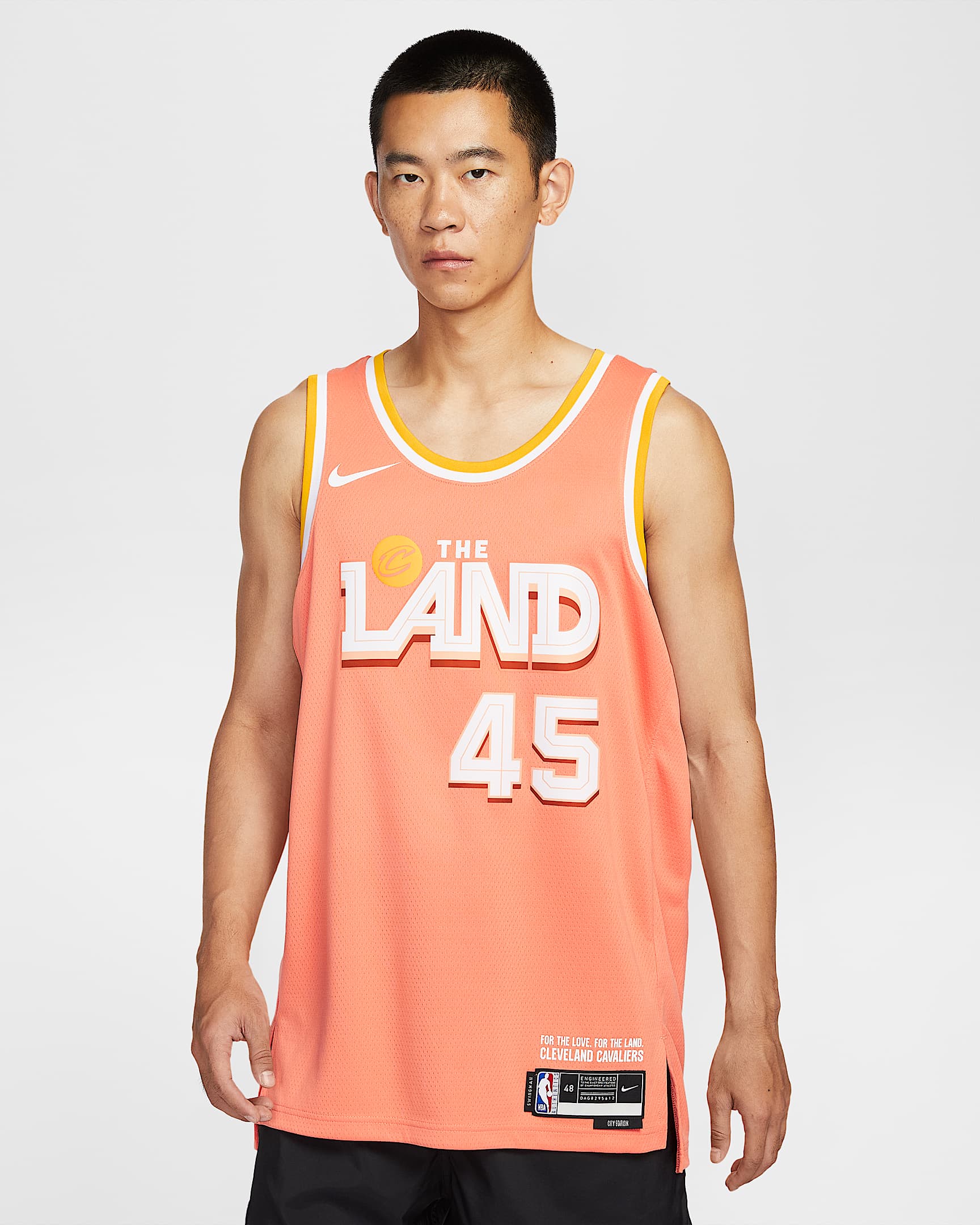 克利夫兰骑士队多诺万·米切尔 (Donovan Mitchell) City Edition Nike NBA Swingman Jersey 男子速干球衣 - 雾橙