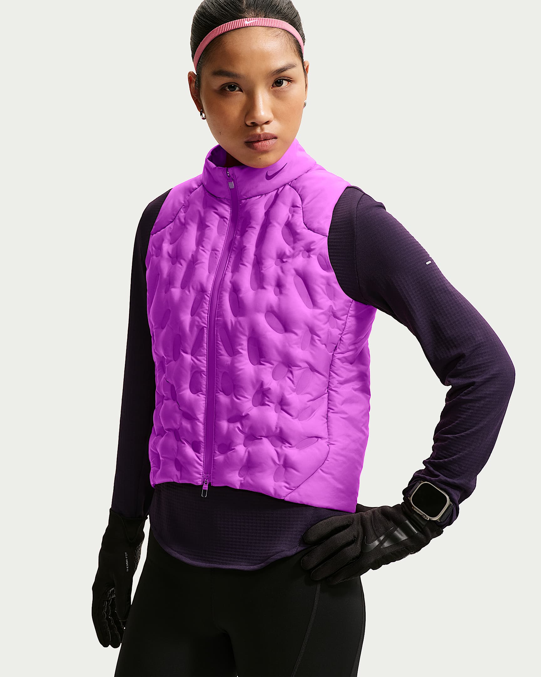 Nike AeroLoft Therma-FIT ADV Repel 女子拒水羽绒拼接跑步马甲 - 明亮紫