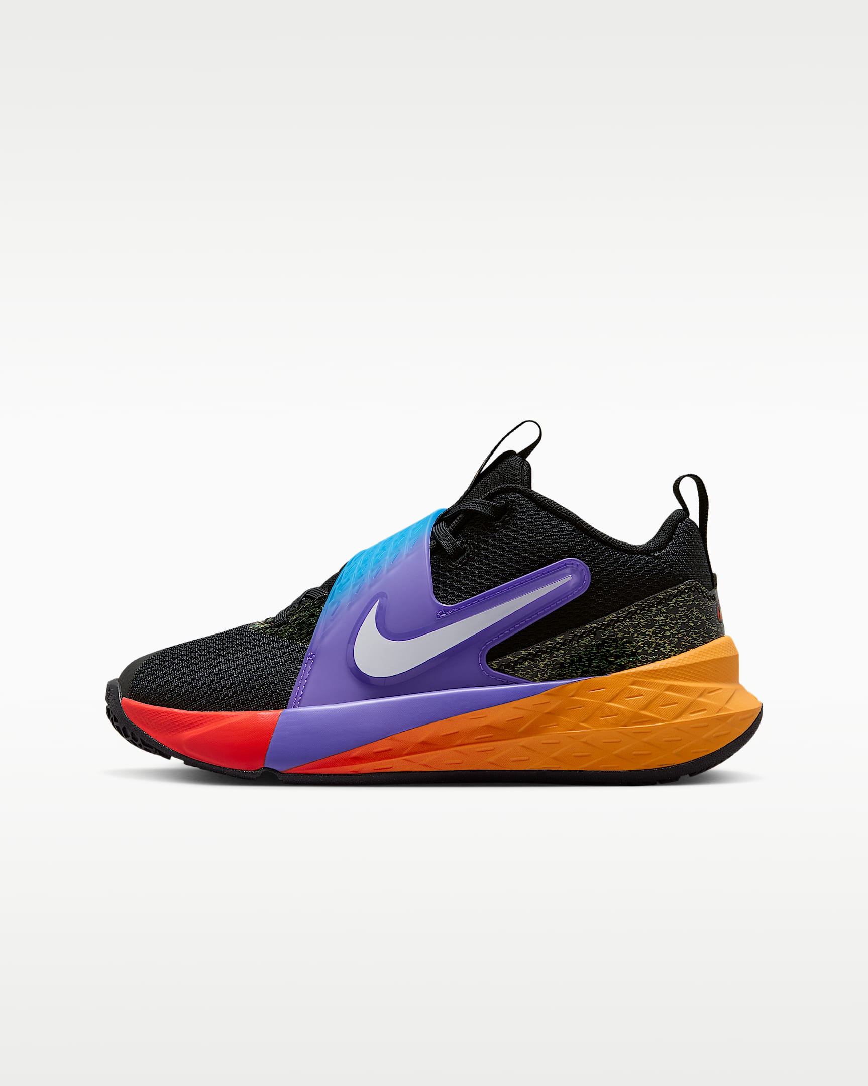 Nike Team Hustle D 12 大童篮球鞋 - 黑/激光橙/行动葡萄紫/白色