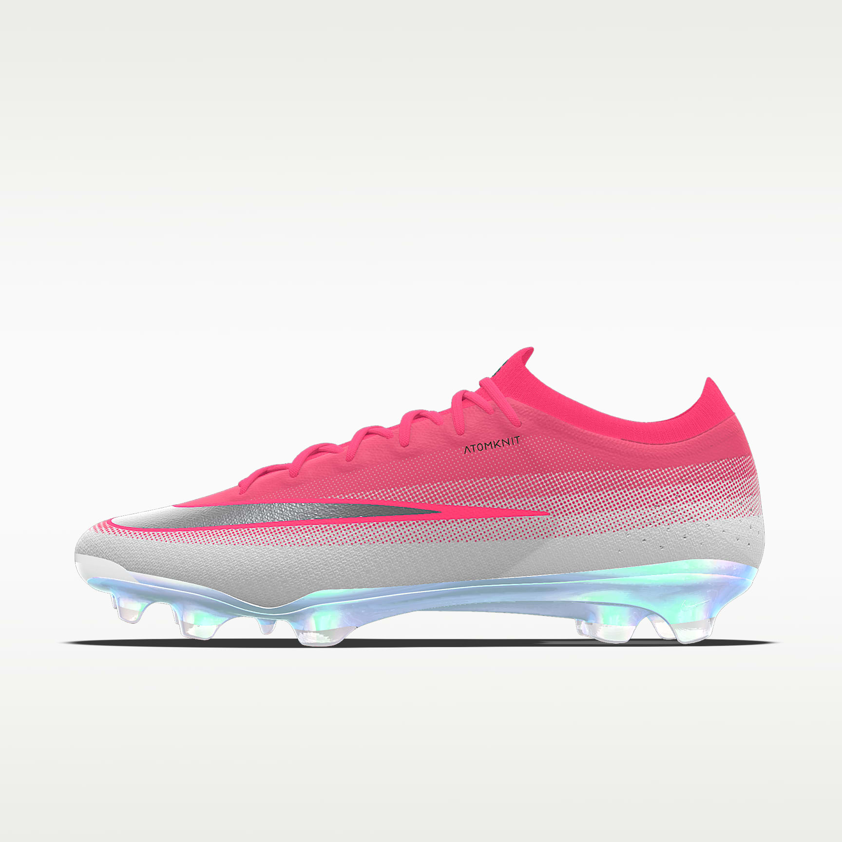 Nike Mercurial Vapor 17 Elite By You 专属定制 FG 天然硬质草地低帮足球鞋 - 透明粉/白色