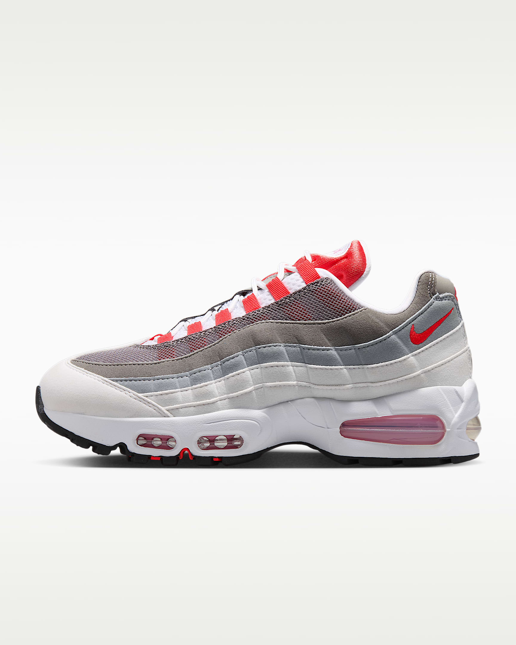 Nike Air Max 95 Big Bubble 女子运动鞋 - 白色/上升粉/狼灰/浅深红