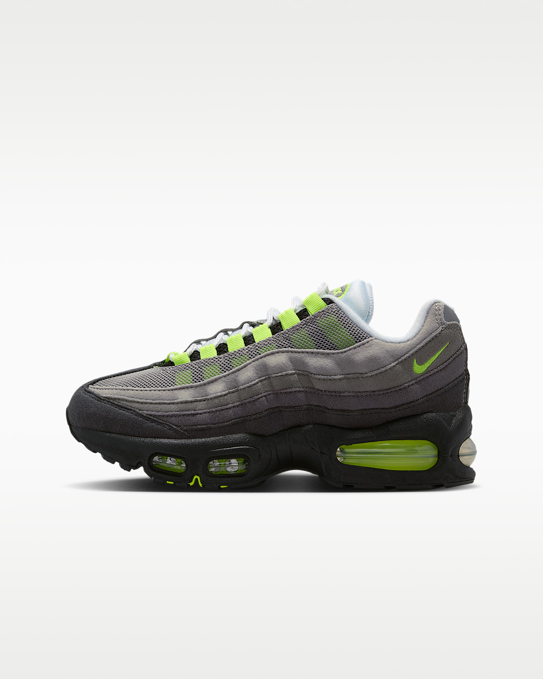 Nike Air Max 95 "Big Bubble" 大童运动鞋 - 黑/煤黑/浅石黑/霓虹黄